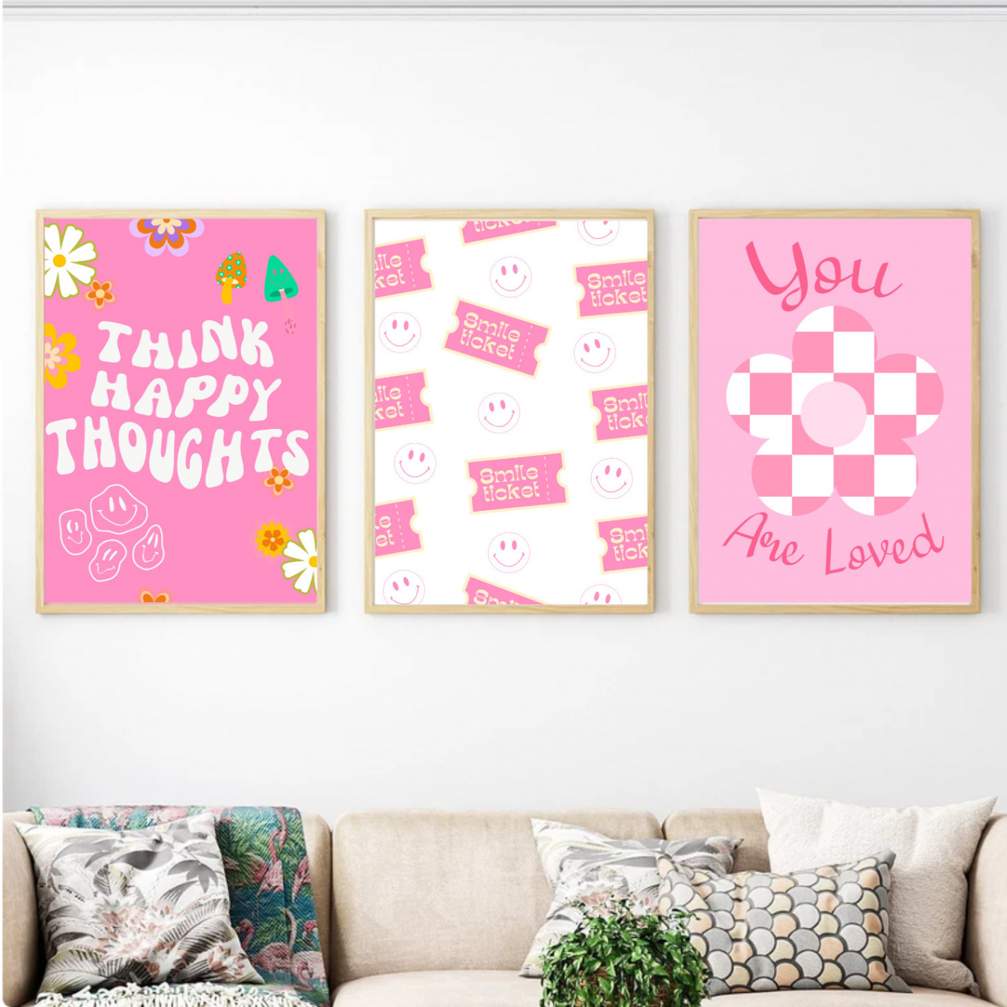 Aesthetic Posters for Room Printable Set of  Pink Poster - Etsy