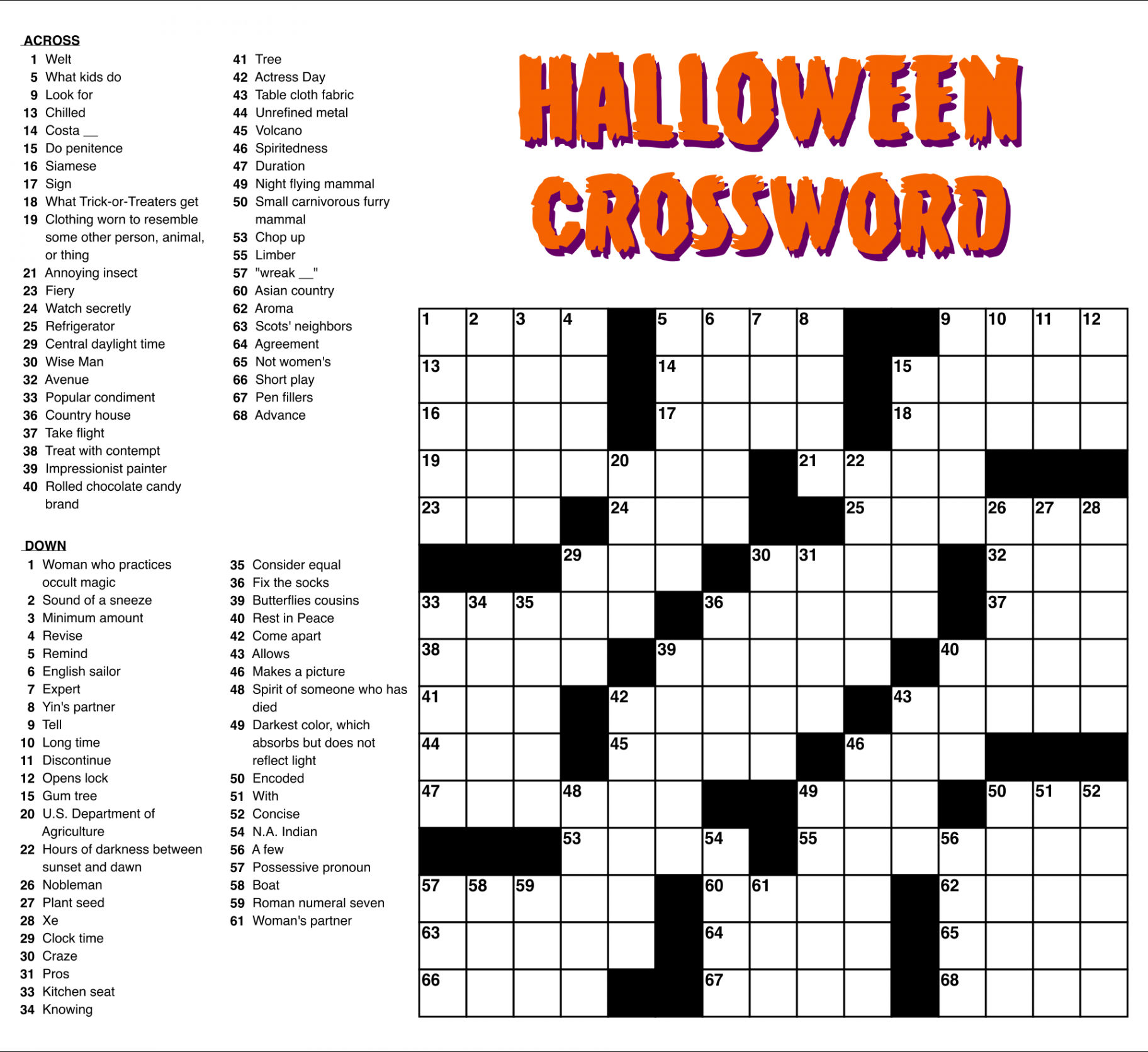 Best Large Print Easy Crossword Puzzles Printable  Printable