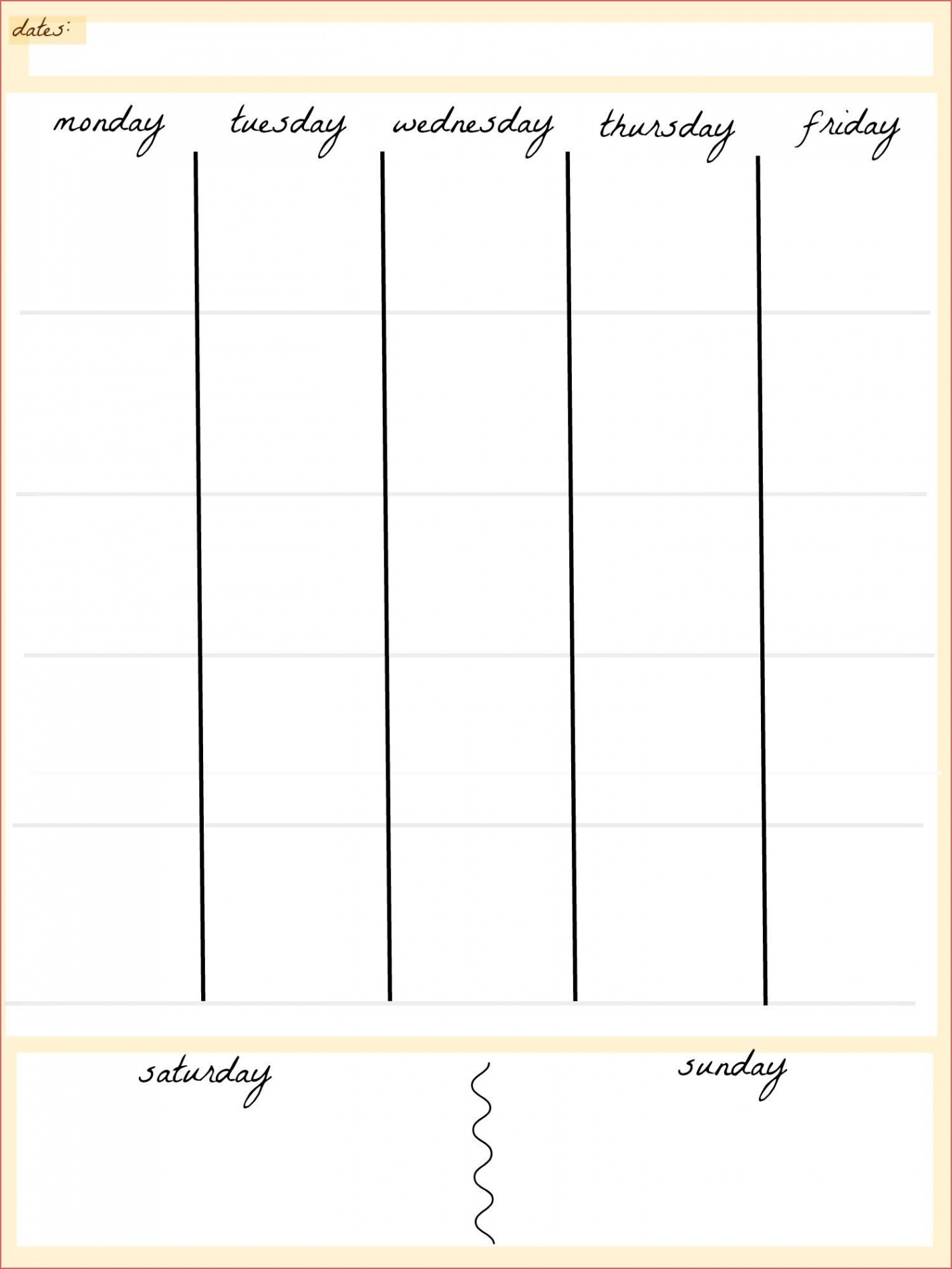 Blank Calendar Printable  Day  Weekly calendar template