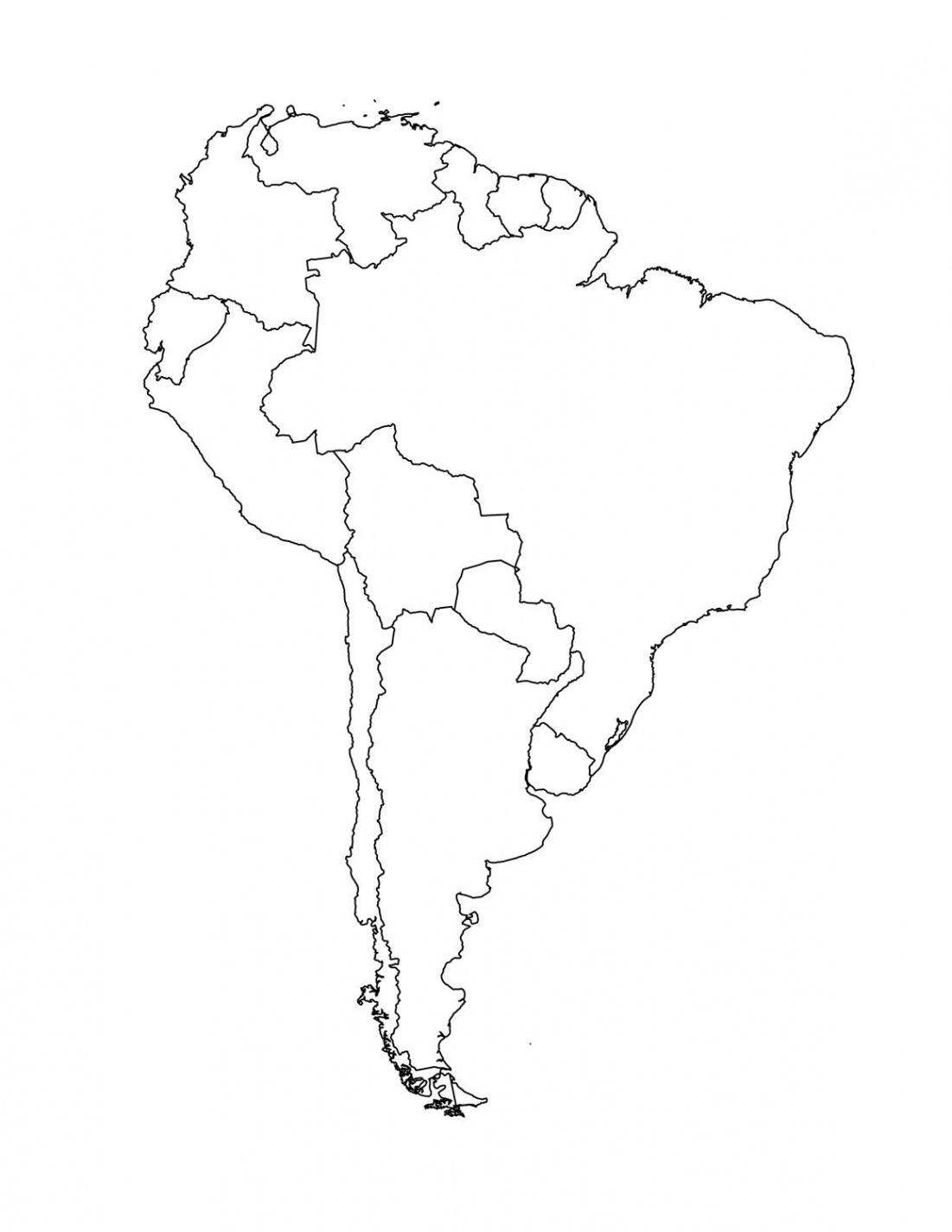 Blank Map of South America template  South america map, America