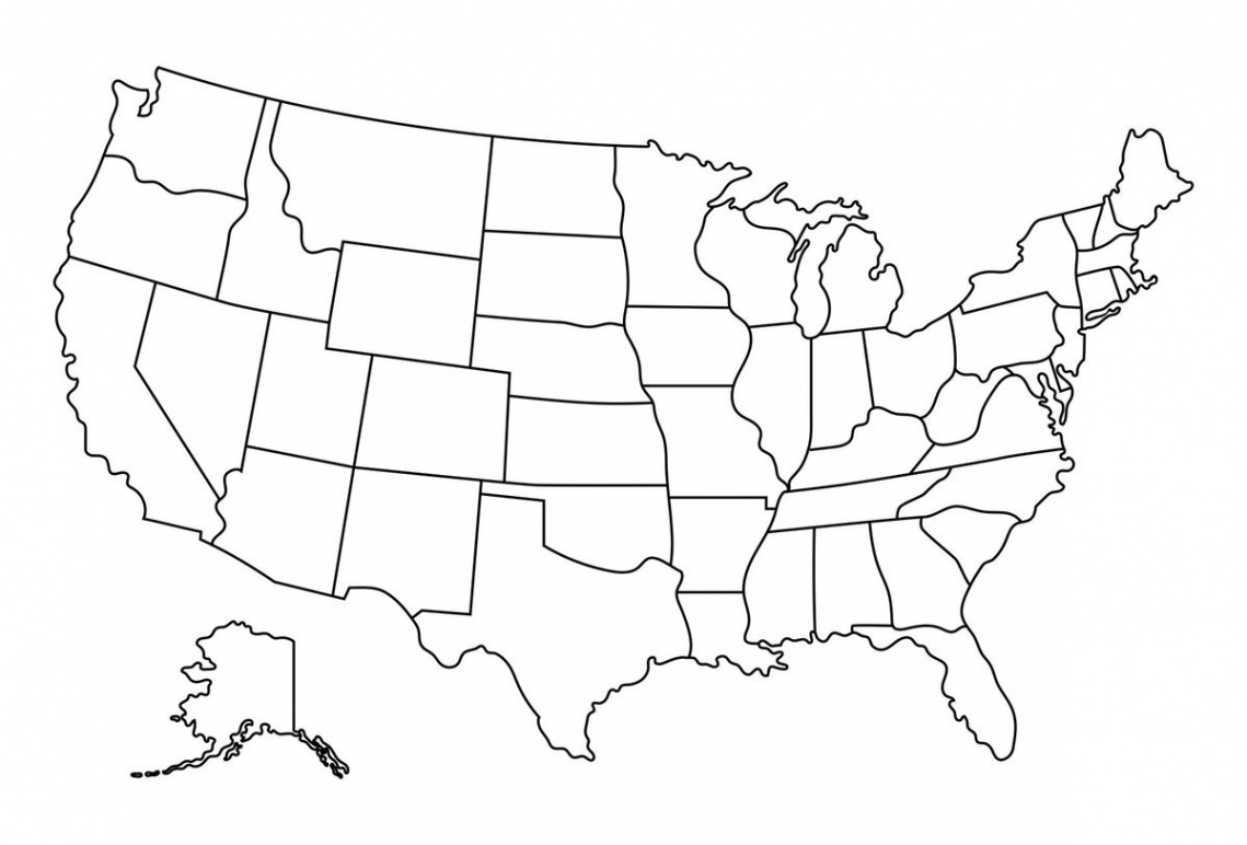 Blank Outline Map Of The United States  Us state map, Map outline