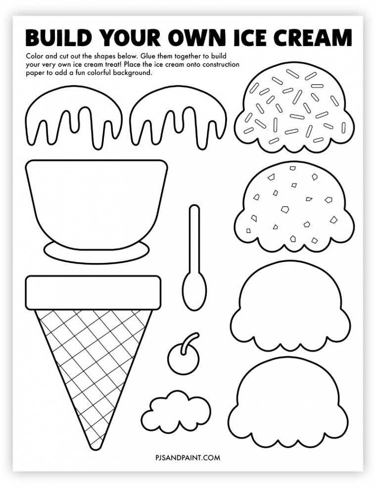 Build Your Own Ice Cream - Free Printable Craft - Pjs and Paint