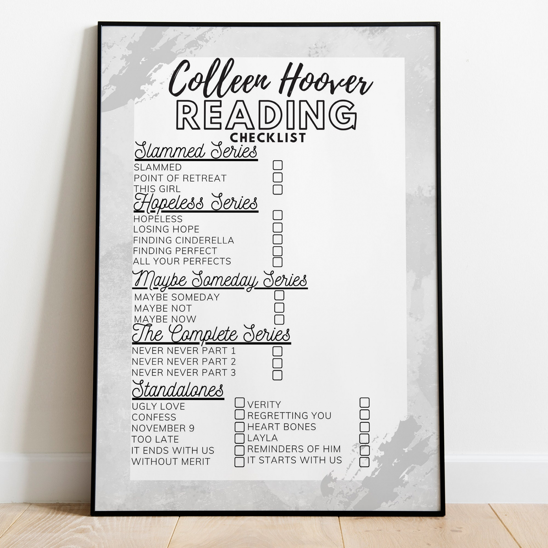 Colleen Hoover Digital A Author Reading Checklist Printable