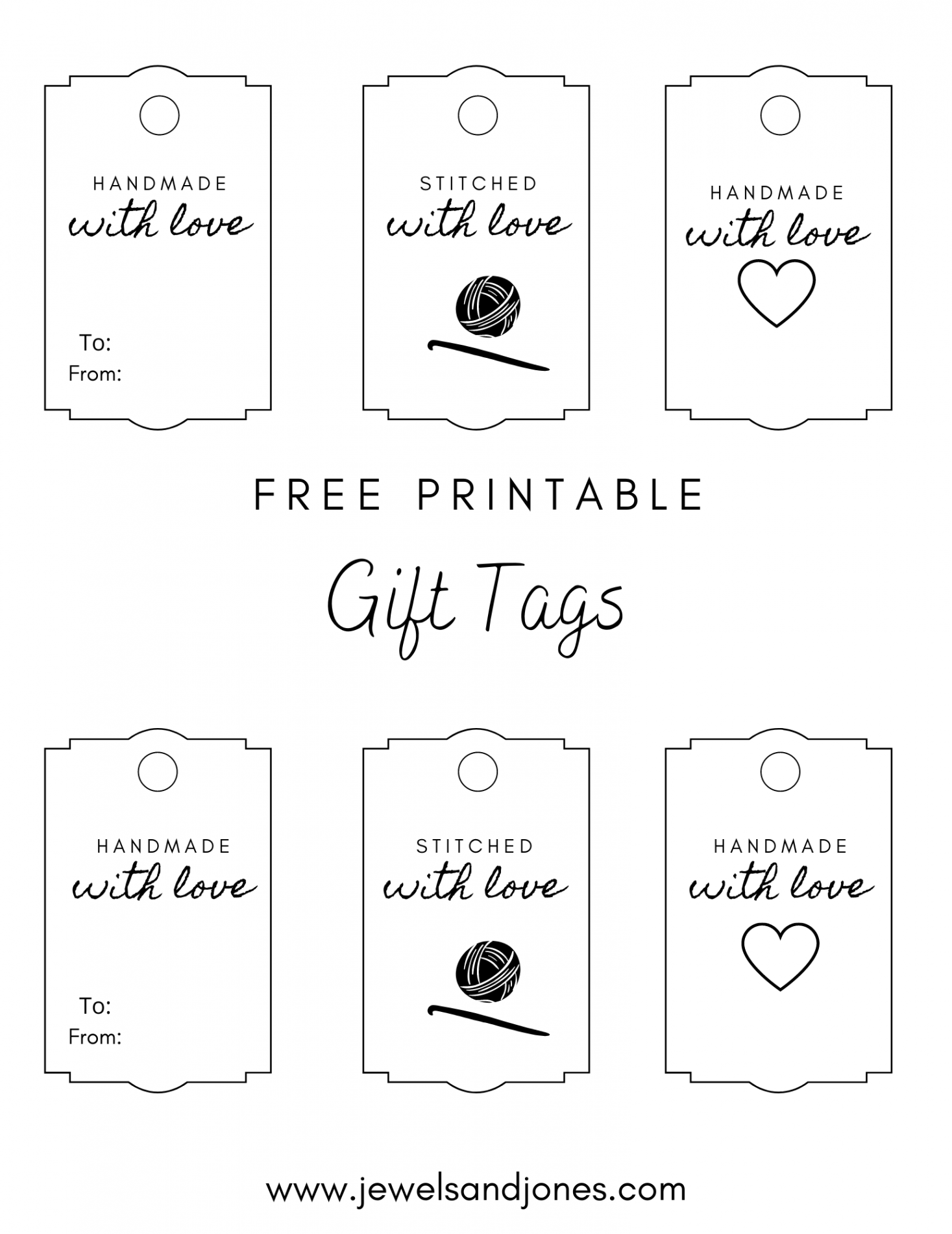 Crochet Gift Tags - Free Printable - Jewels and Jones