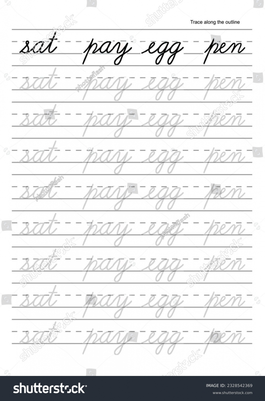 Cursive Writing Worksheets Images, Stock Photos & Vectors