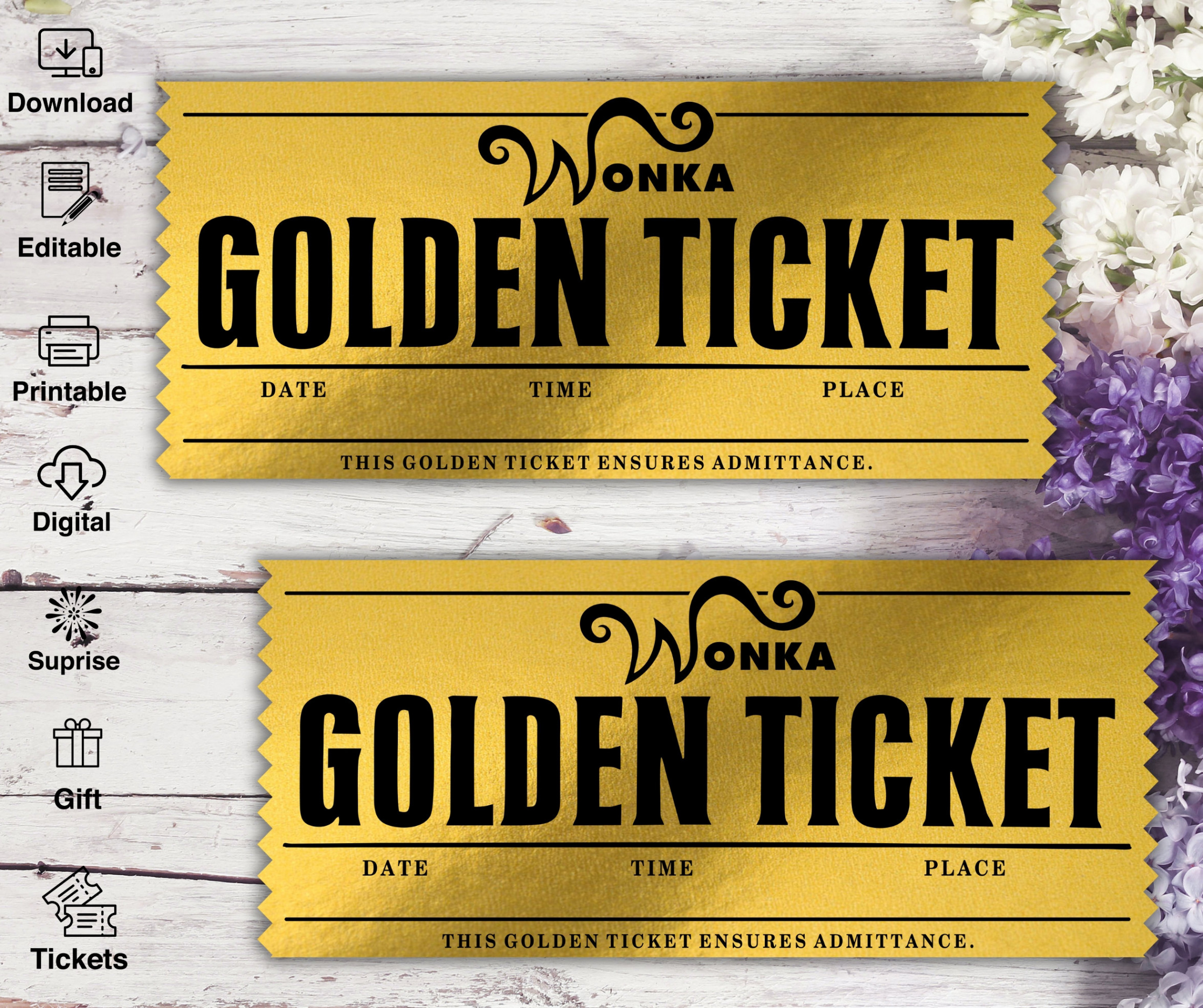 Druckbare Wonkabar Golden Ticket Editierbare Vorlage DIY - Etsy