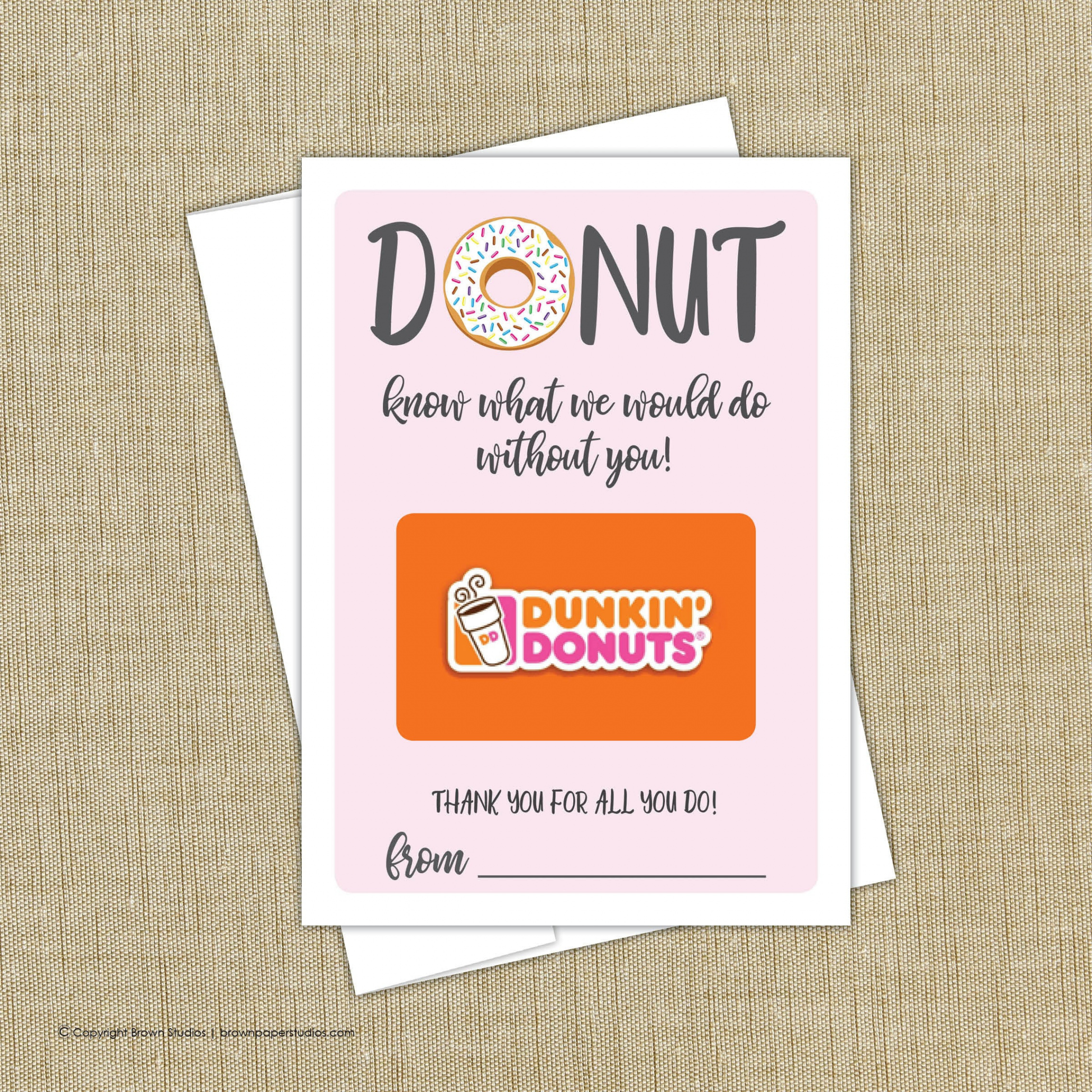 Dunkin Donuts Gift Card Holder  INSTANT DOWNLOAD  Teacher End of Year  Gift  Coach Gift