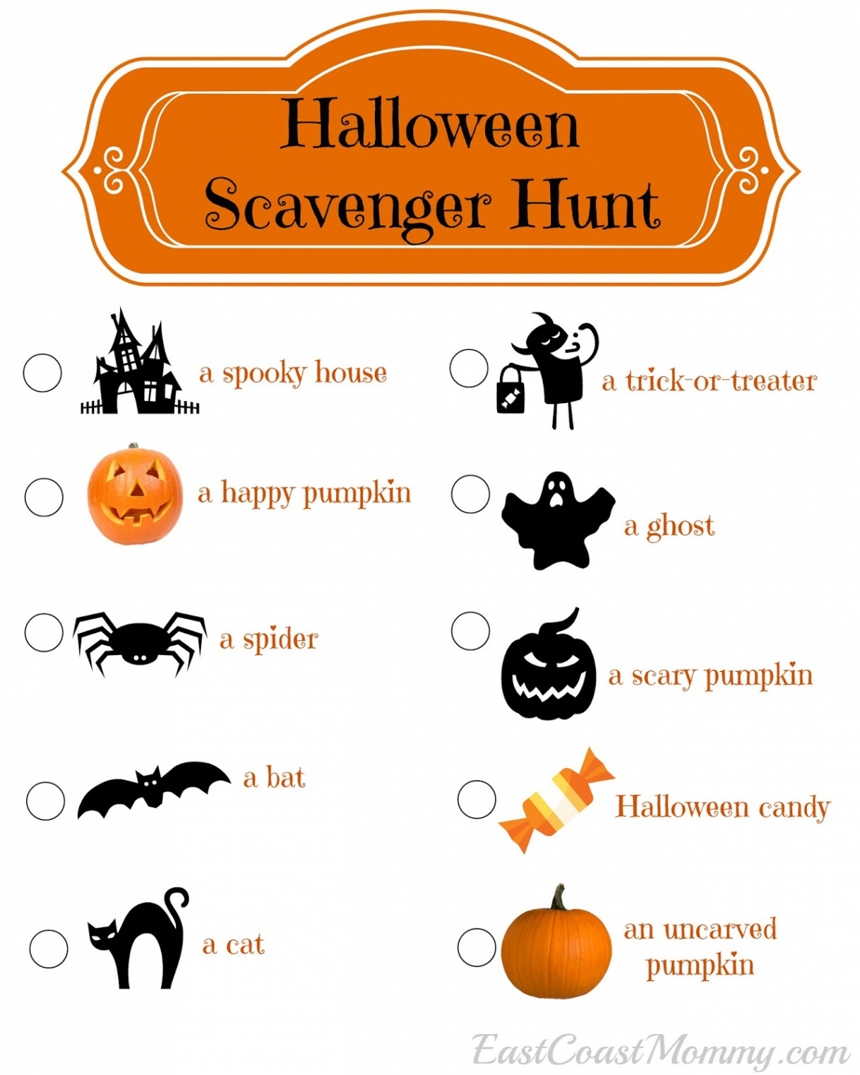 East Coast Mommy: Halloween Scavenger Hunt (with free printable)