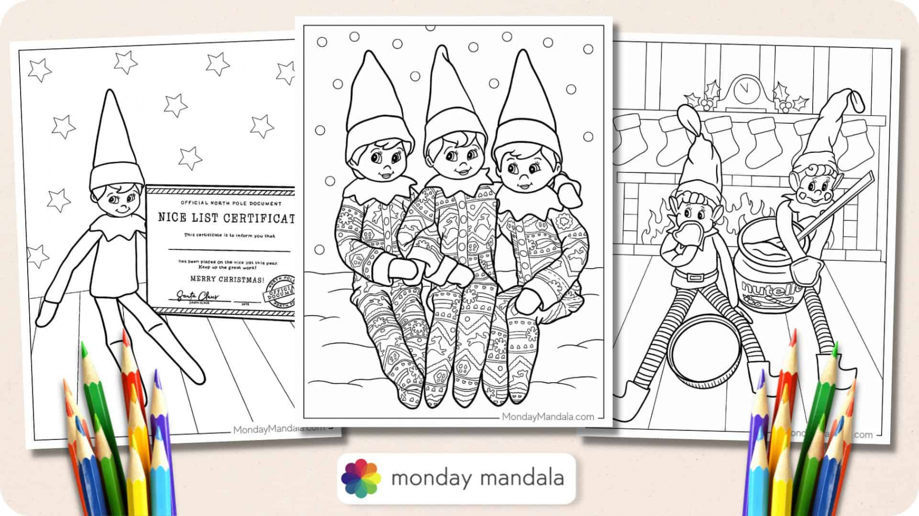 Elf On The Shelf Coloring Pages (Free PDF Printables)