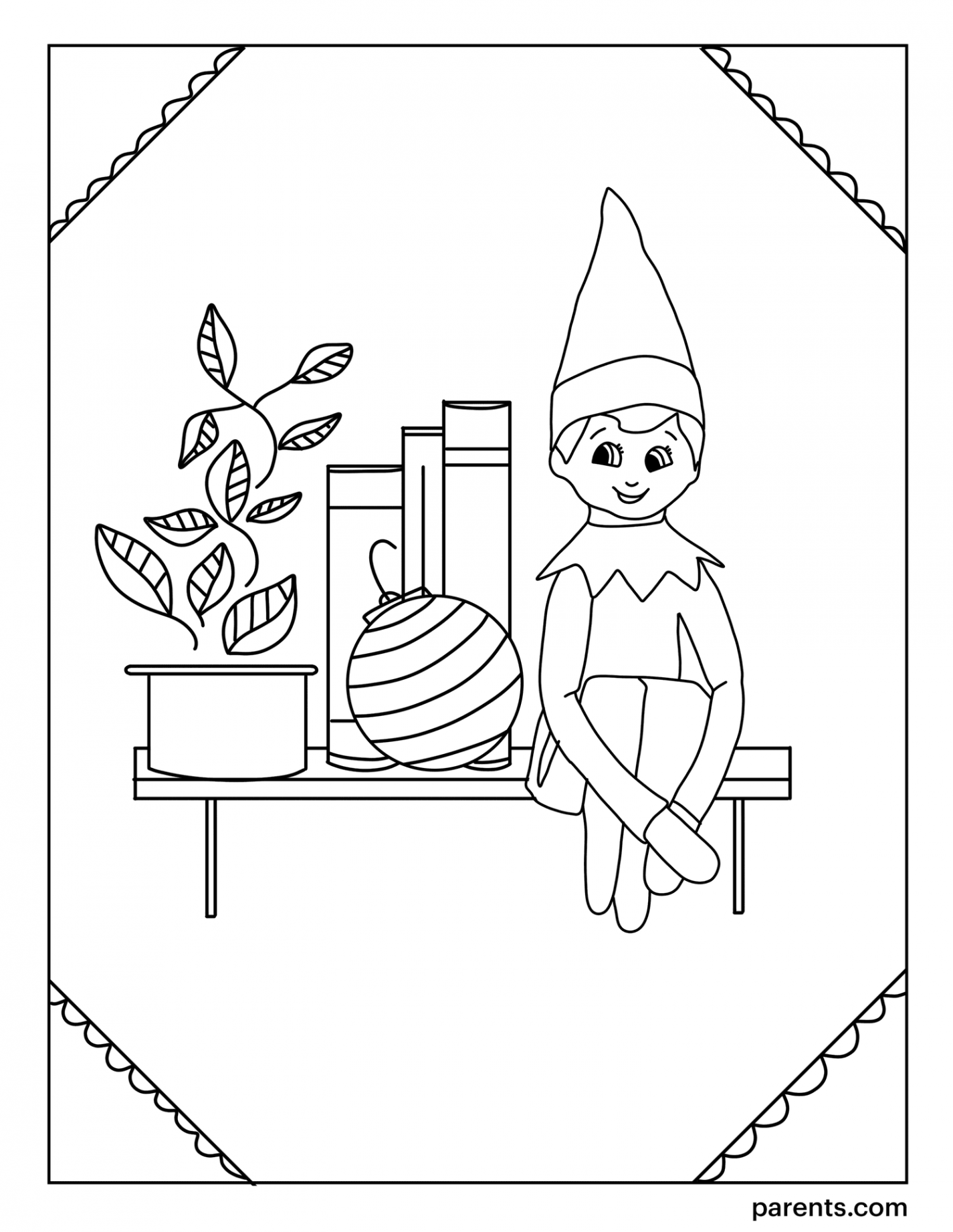 Elf on the Shelf Inspired Coloring Pages for Kids