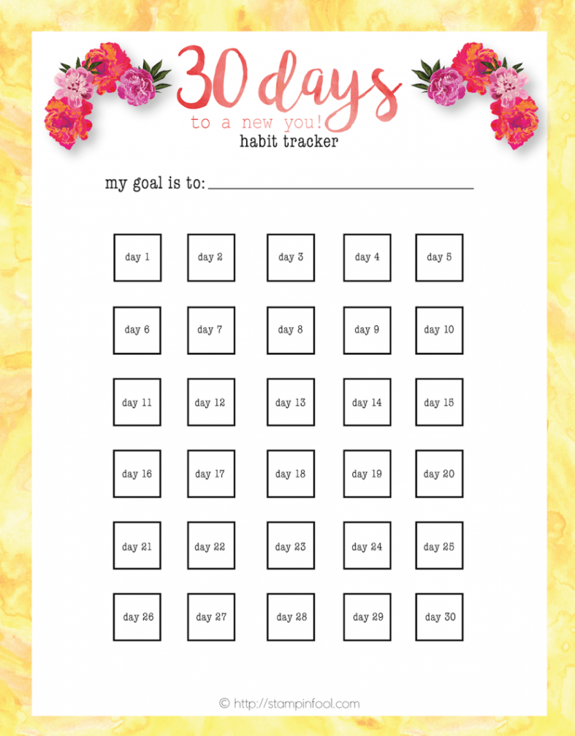 FREE  Day Habit Tracker Printable: Reach Your Goals With This