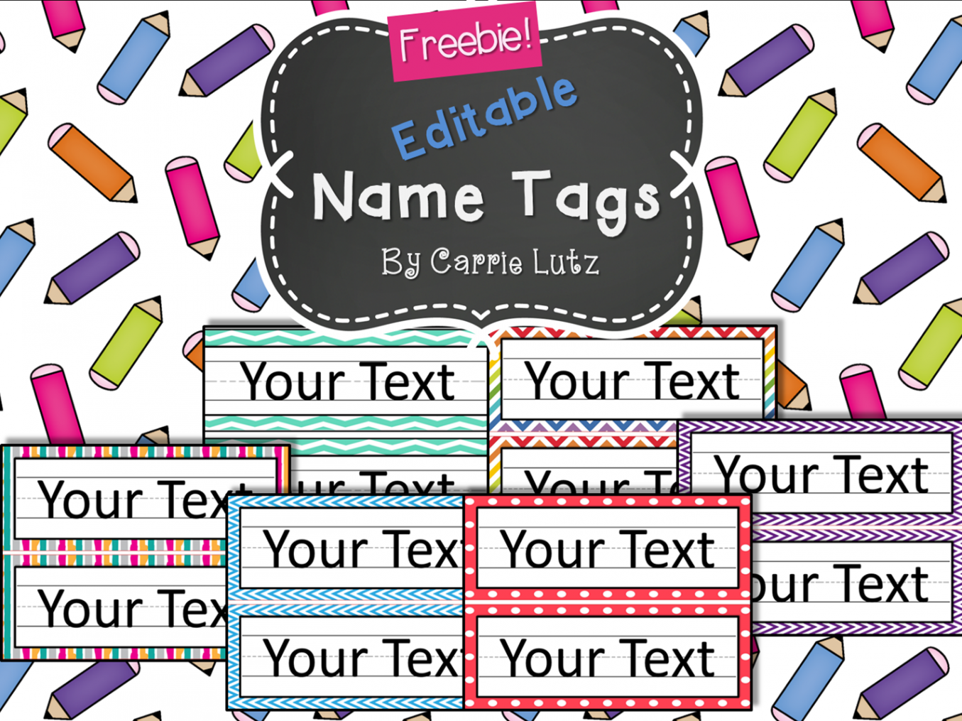 Free EDITABLE!! Chevron, Dots or Rainbow