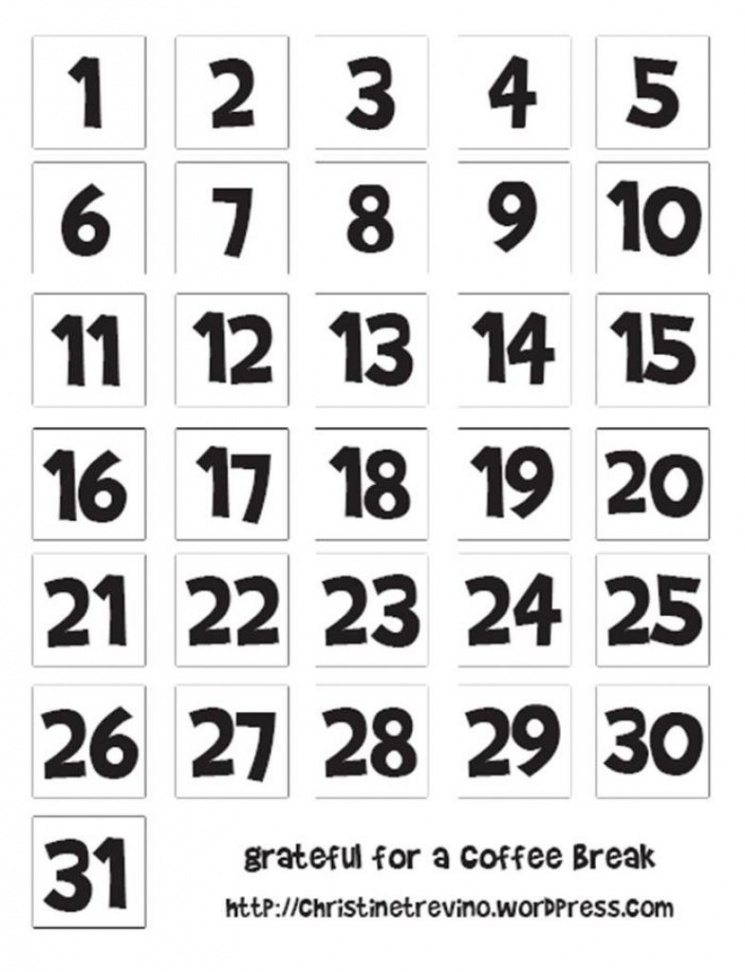 Free Printable Calendar Numbers -3 Pdf  Calendar numbers