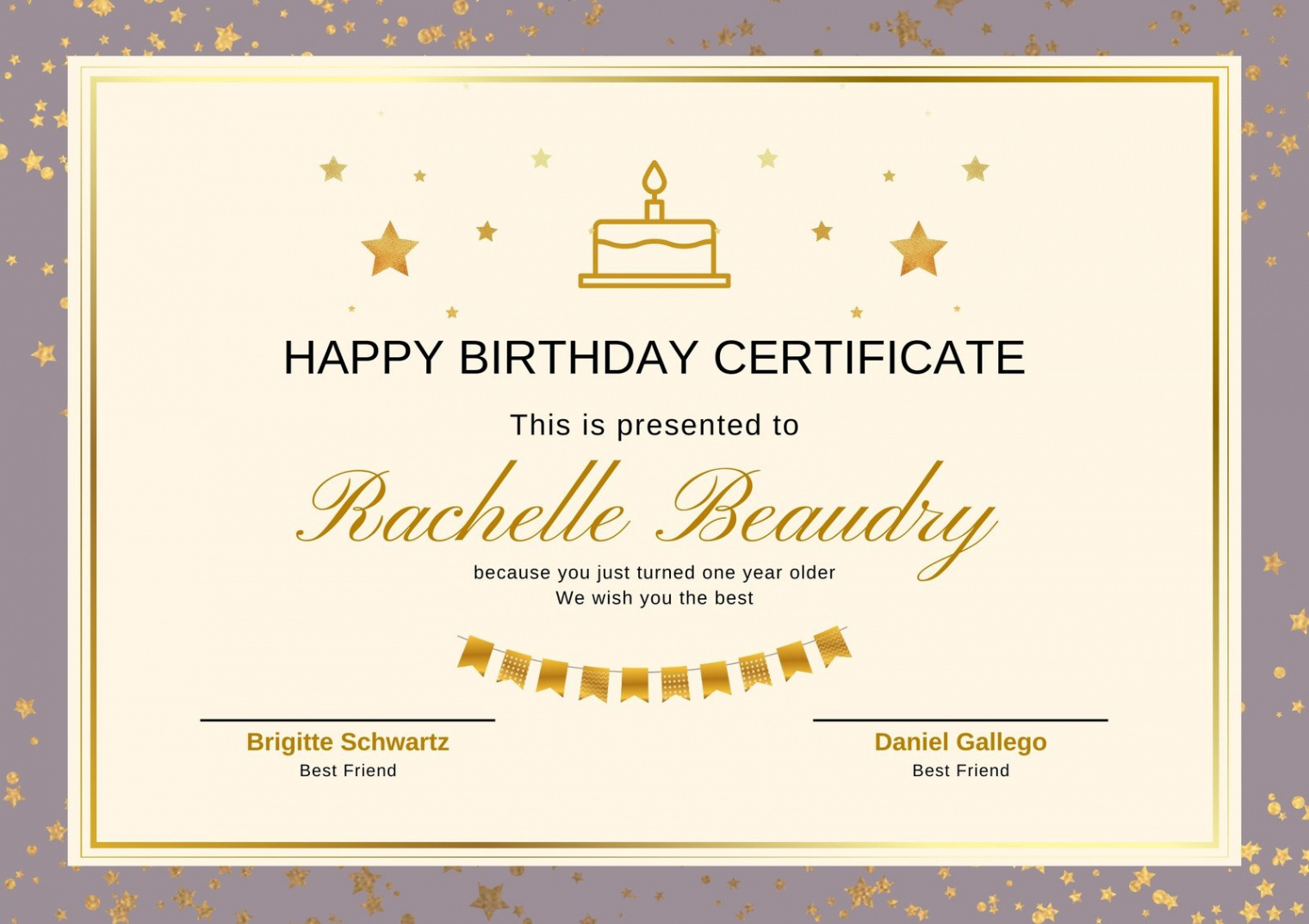 Free printable, customizable birthday certificate templates  Canva