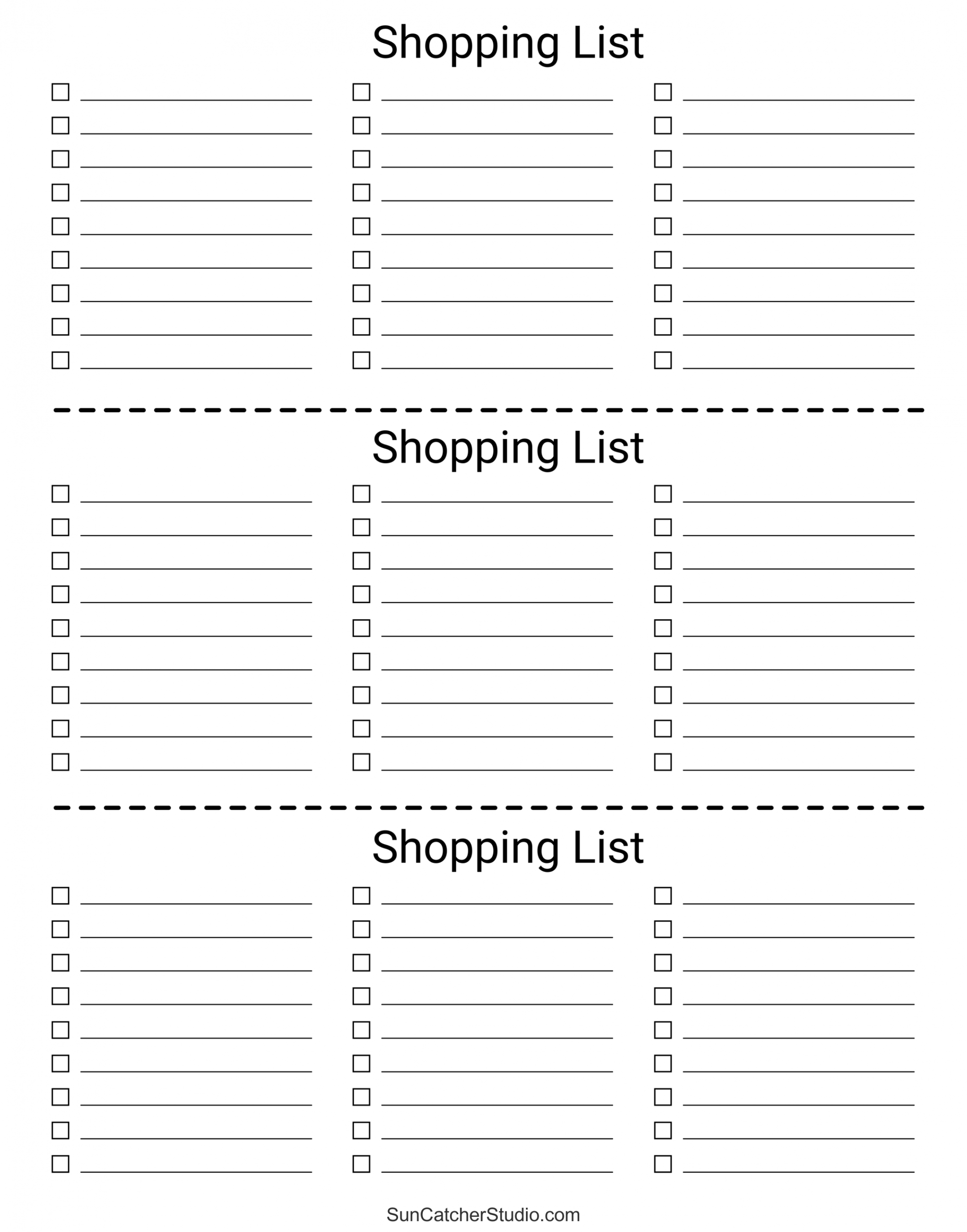 Free Printable Grocery List Templates (PDF): Shopping Lists – DIY