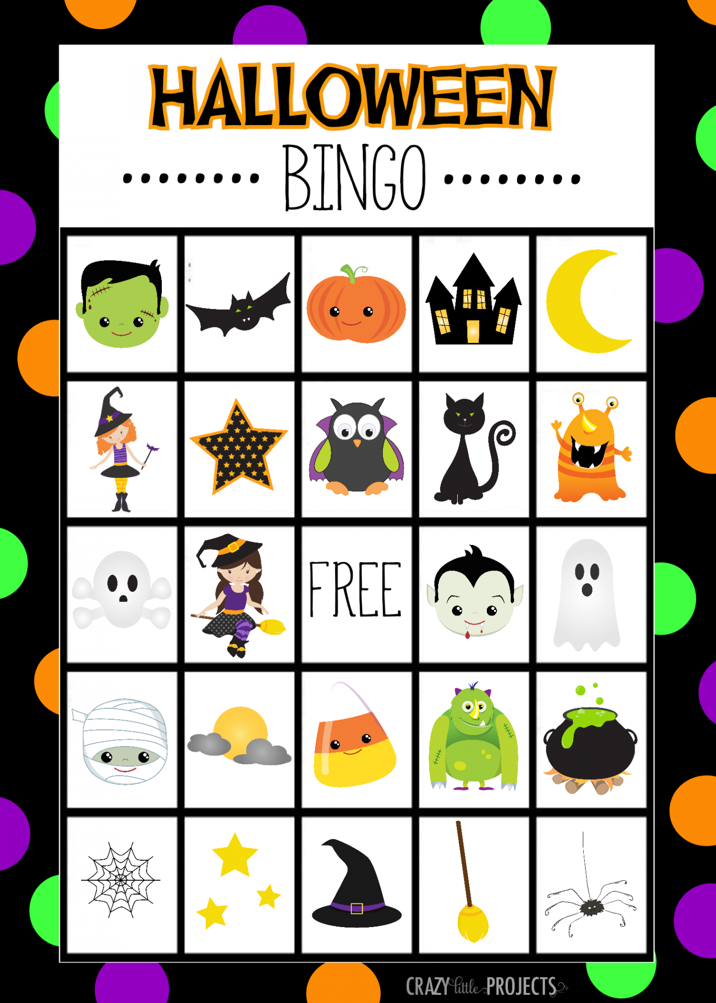 Free Printable Halloween Bingo Game  Halloween bingo, Halloween