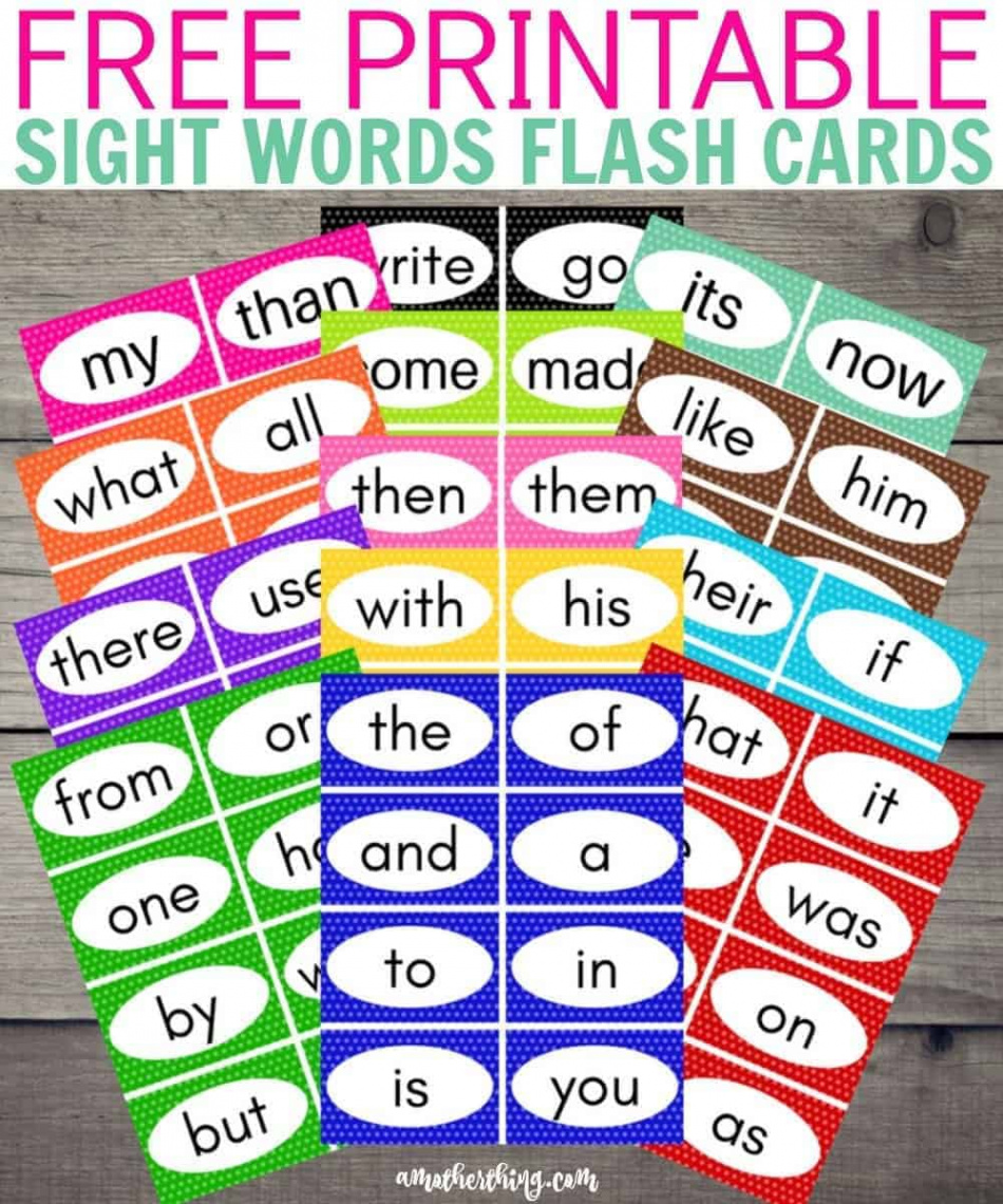 Free Printable Sight Words Flash Cards  It