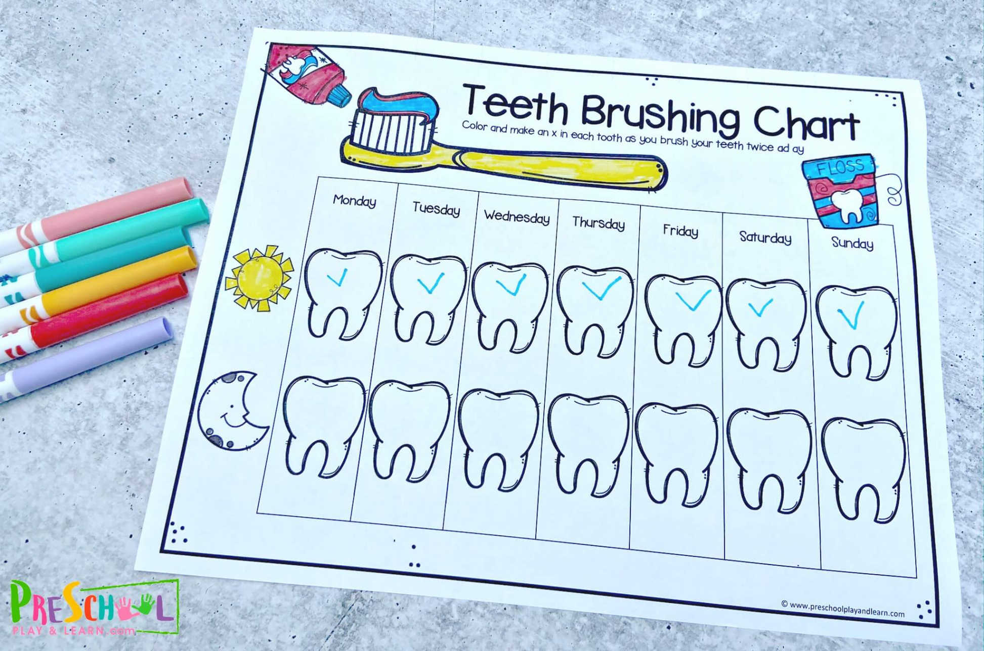 🦷 FREE Printable Teeth Brushing Chart for Kids