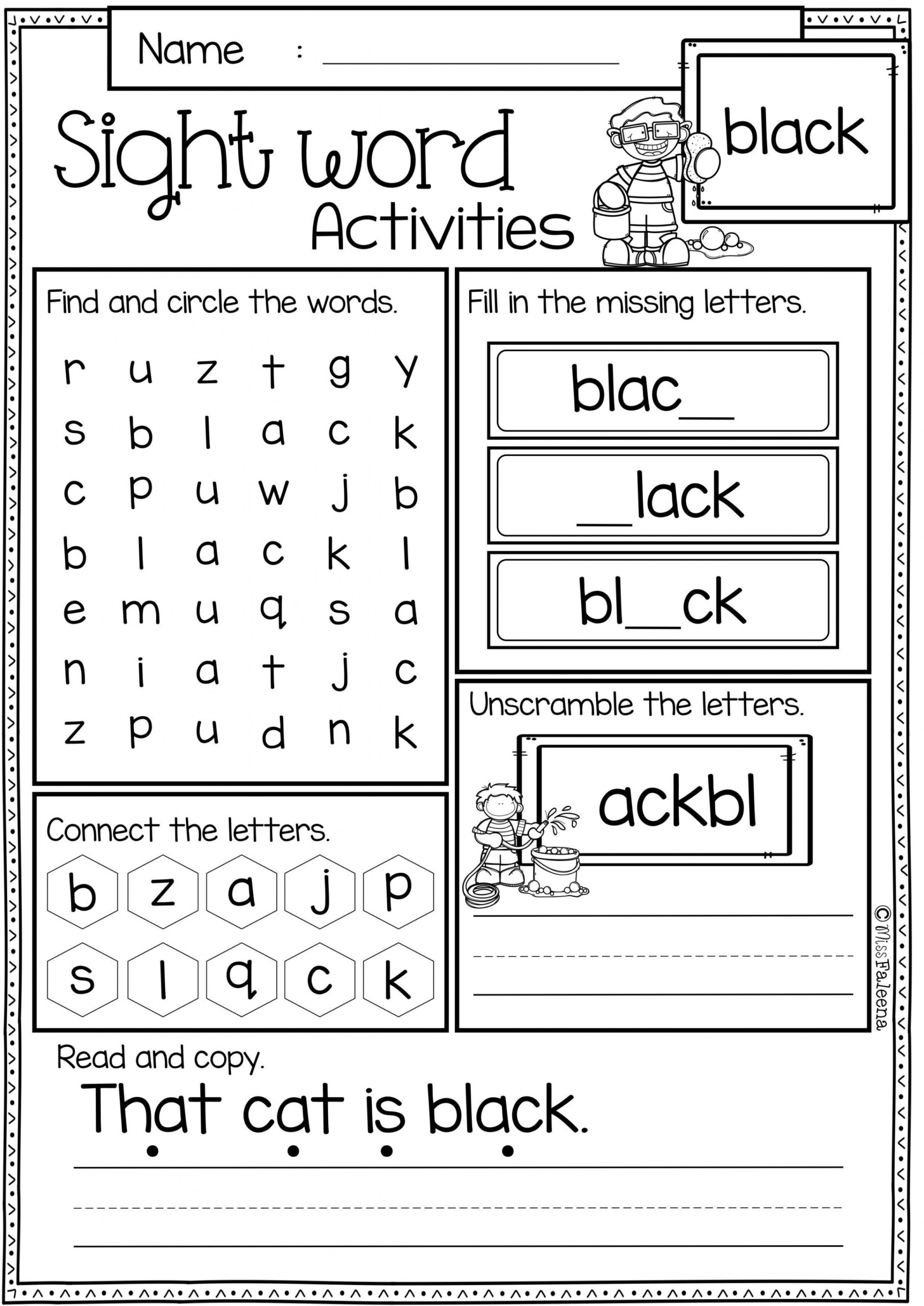 Free Sight Word Activities  Sight word worksheets, Word