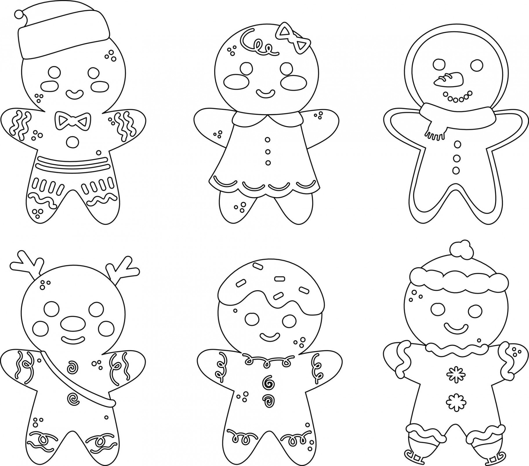 Gingerbread man coloring book. Christmas and new year