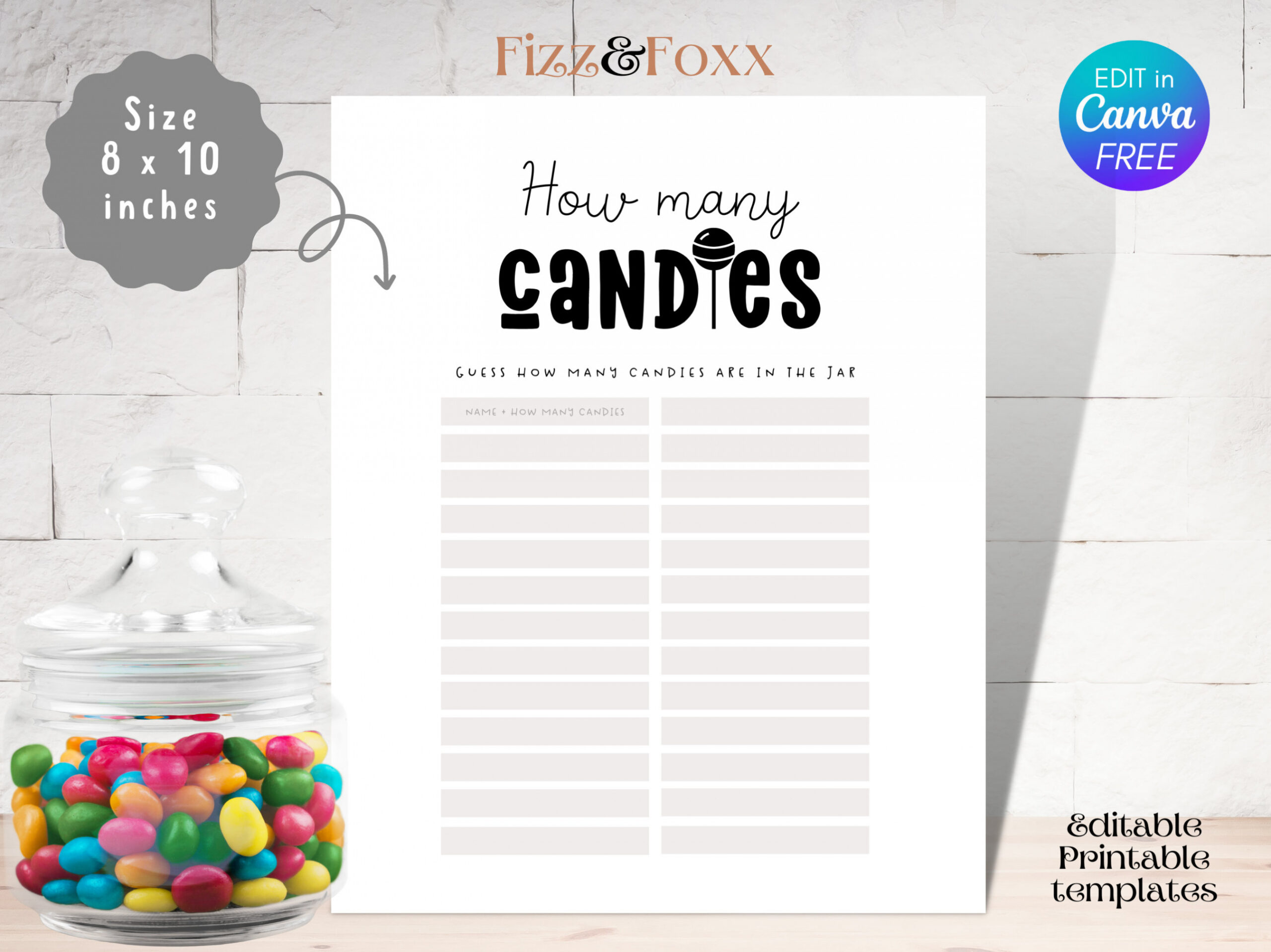 Guess How Many Candies in the Jar Baby Shower Printable Game - Etsy