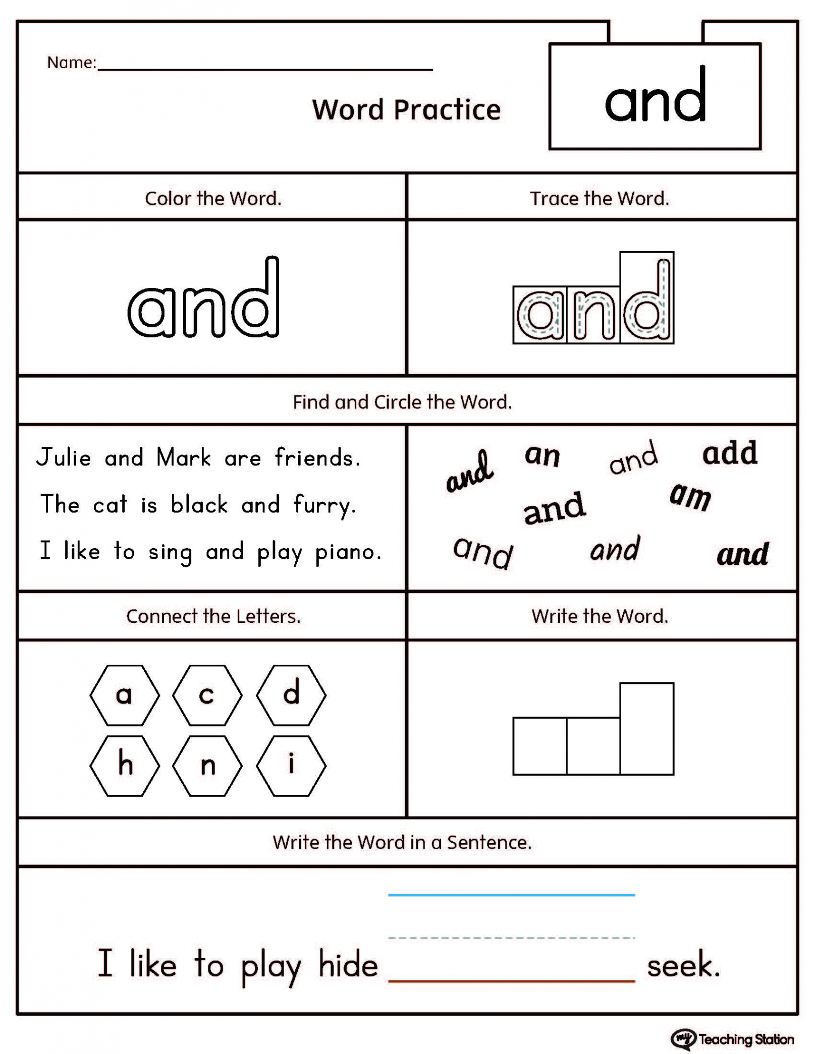 High Frequency Words Printable Worksheets  MyTeachingStation