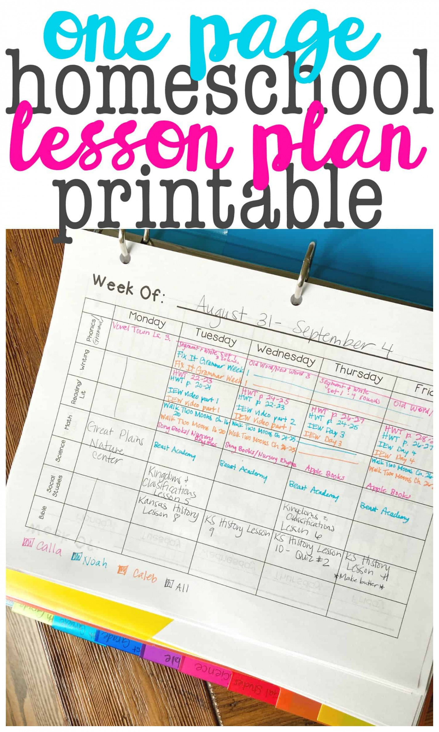 Homeschool Lesson Plan Printable - I Can Teach My Child!