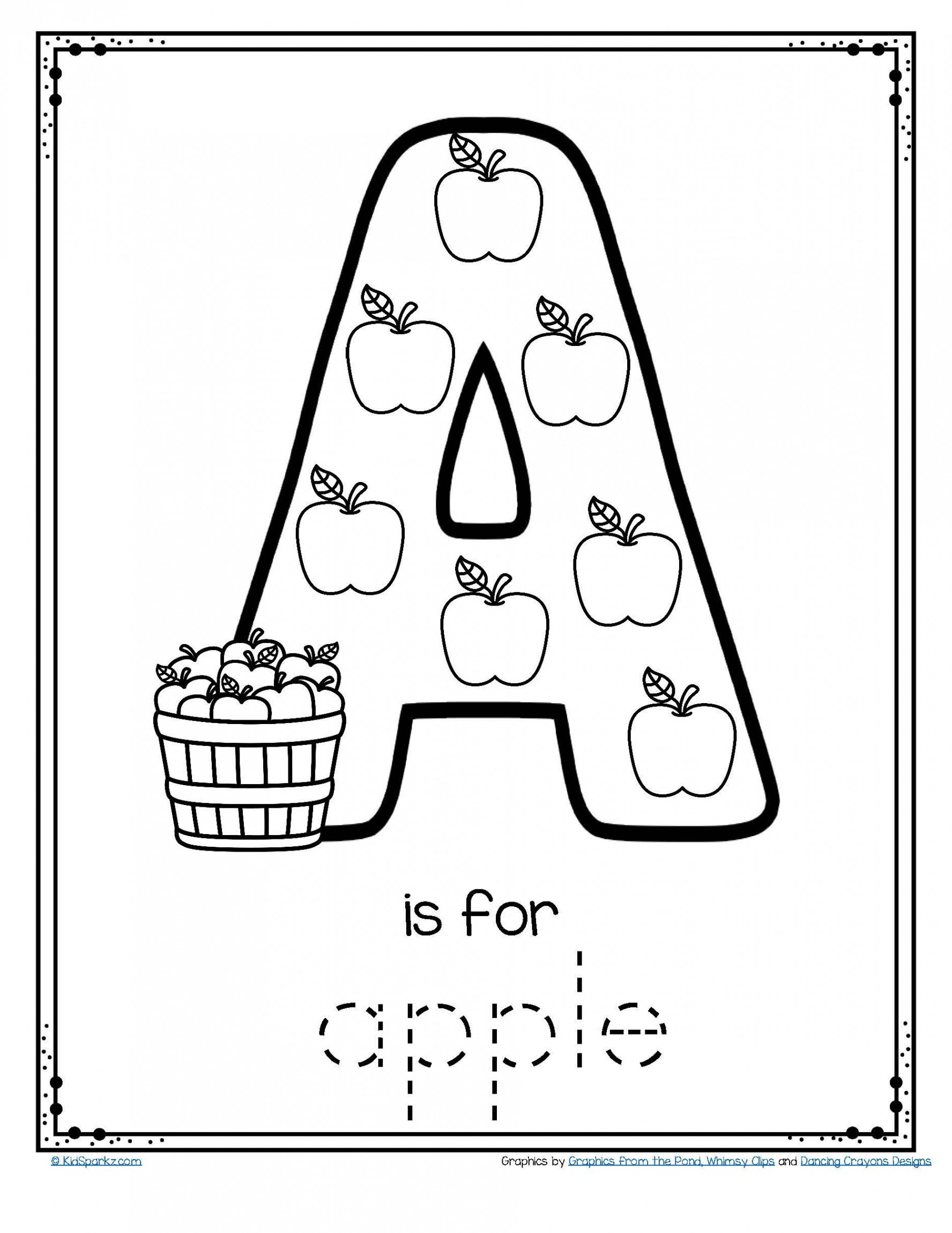 Letter A is for Apple - Trace and Color Printable FREE  Letter