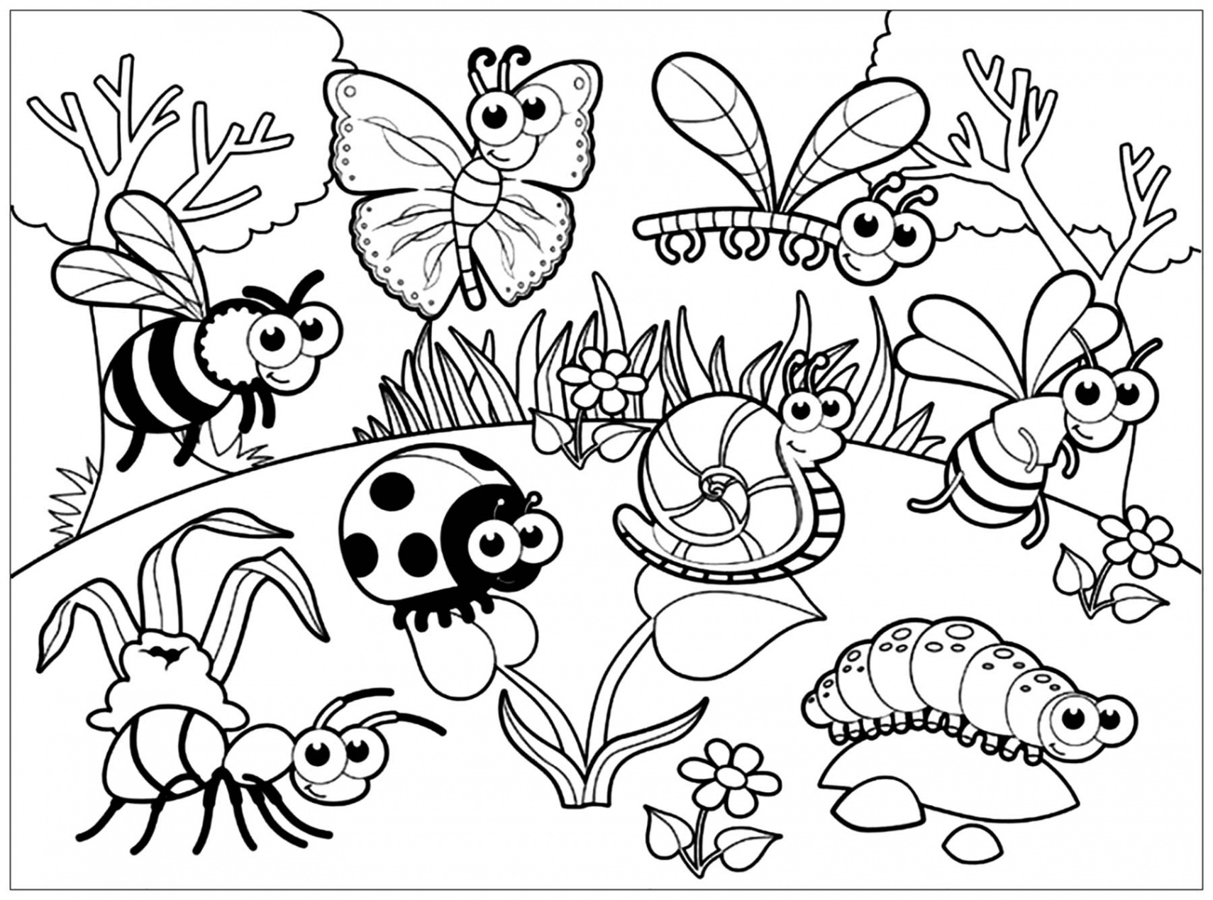 Meeting - Insects Kids Coloring Pages