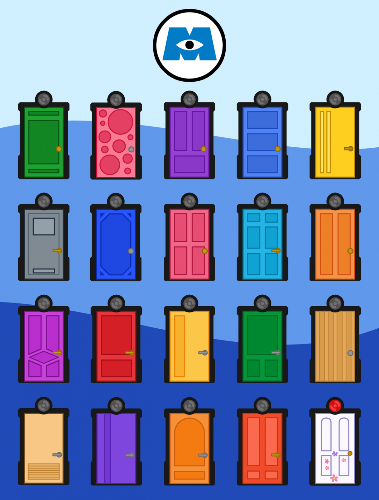 Monsters INC Doors by caritho   ドア イラスト, モンスターズ