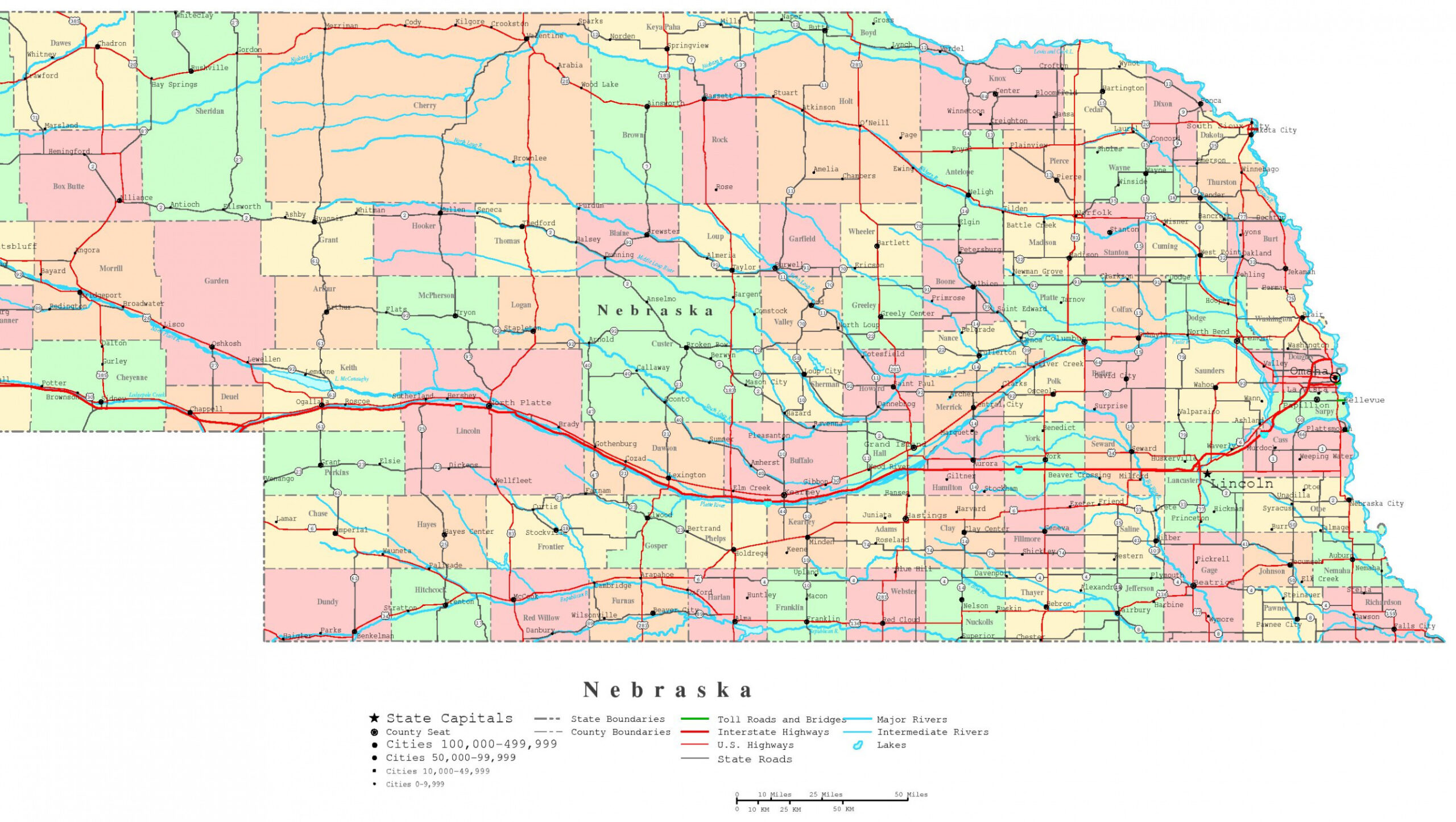 Nebraska Printable Map