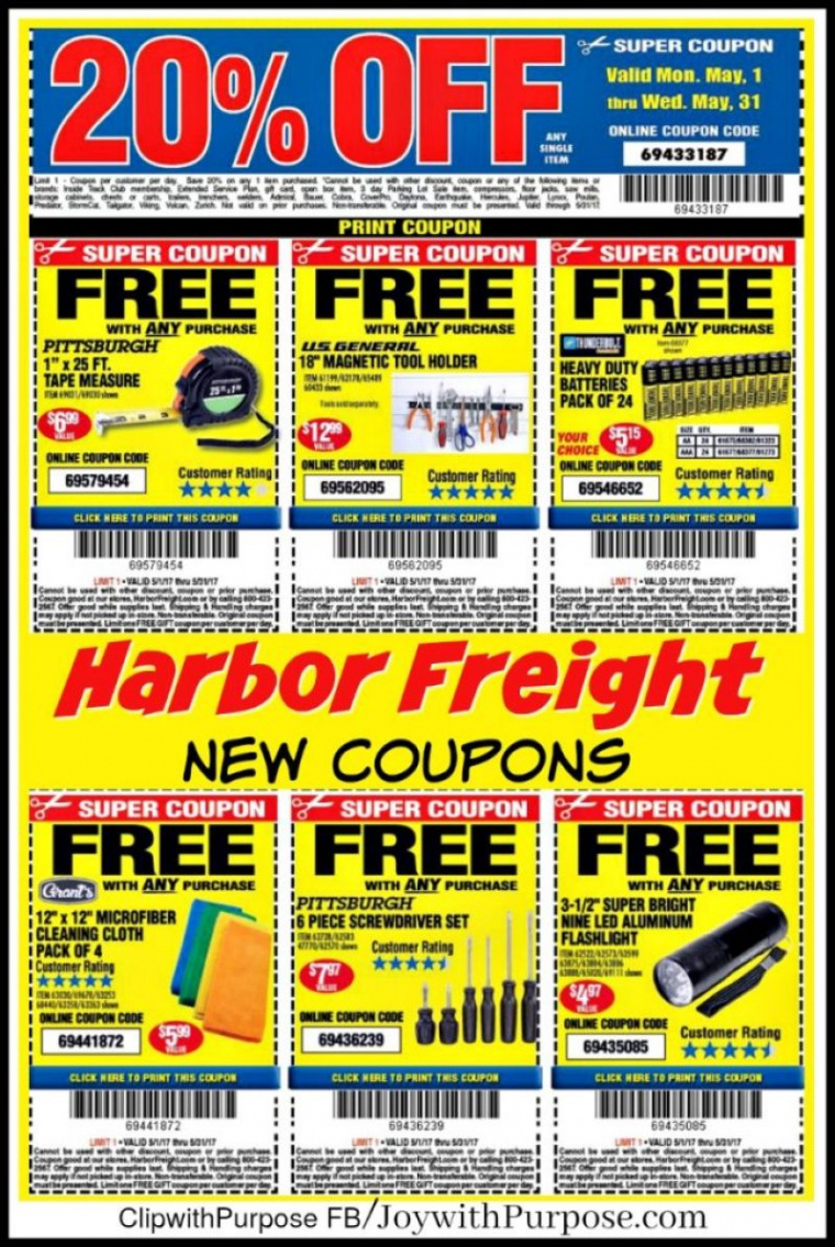 New Harbor Freight Coupons! Good for May  - Joy with PURPOSE