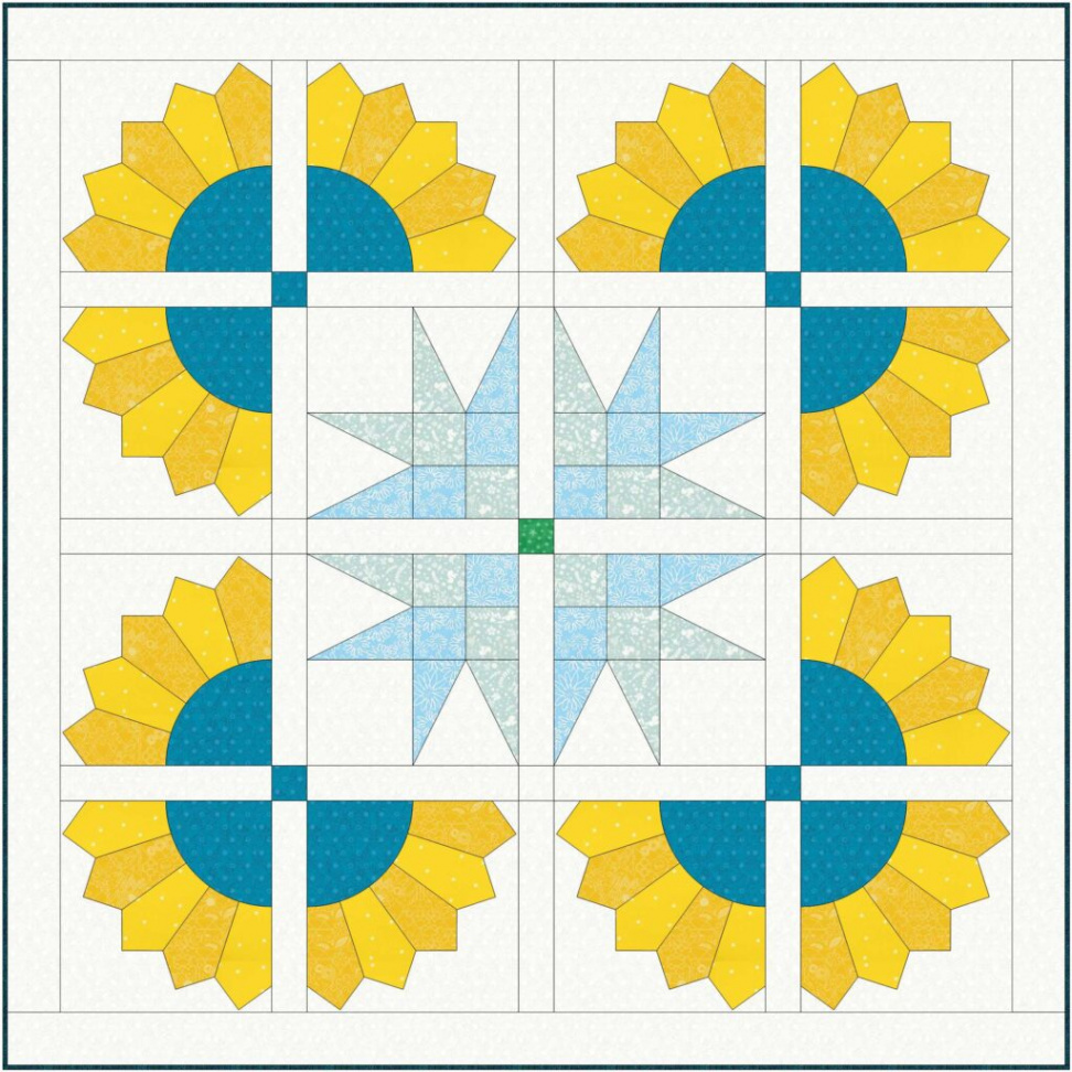 Peace For Ukraine - free Sunflower quilt pattern