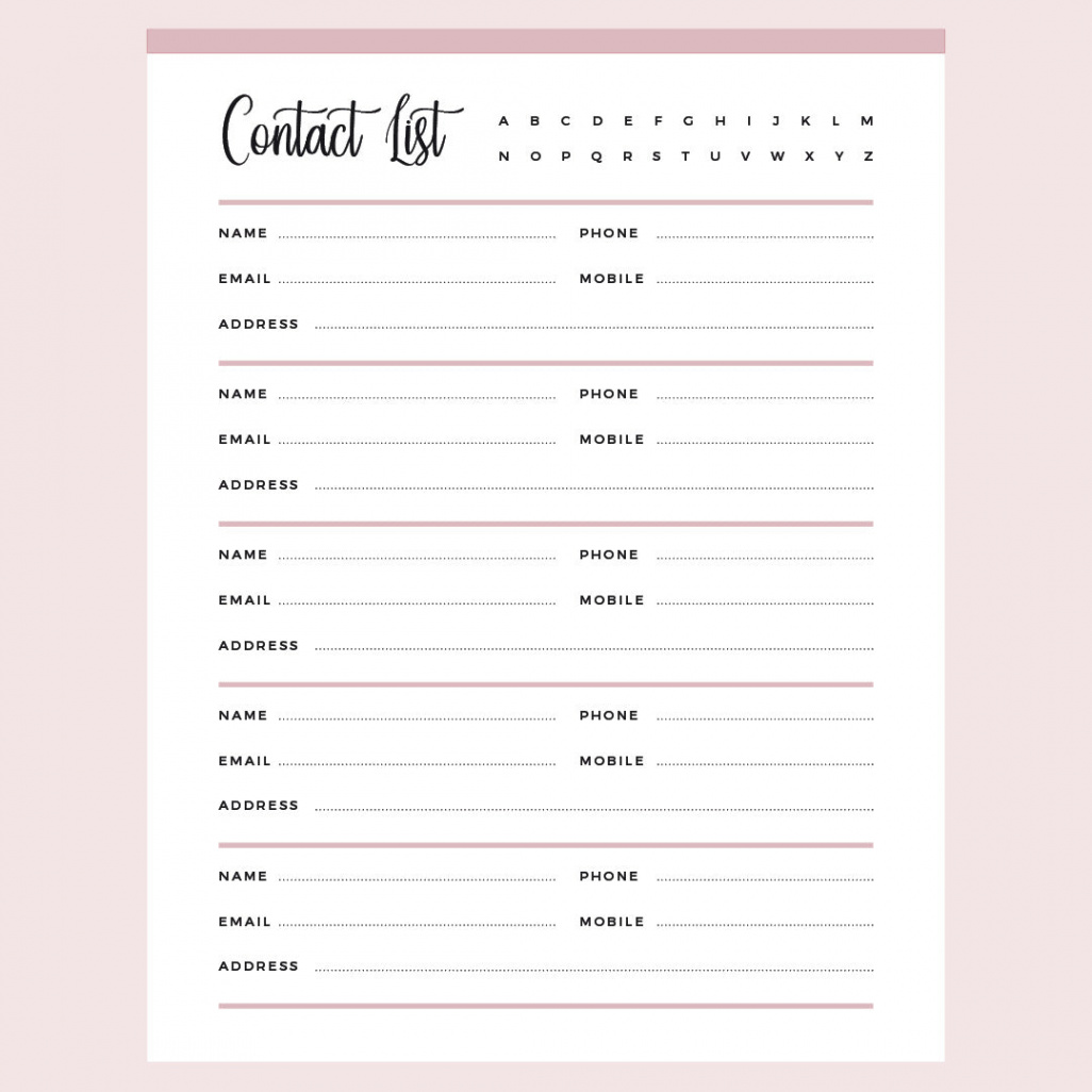 Printable Address Book  US Letter and A size PDF  Instant Download