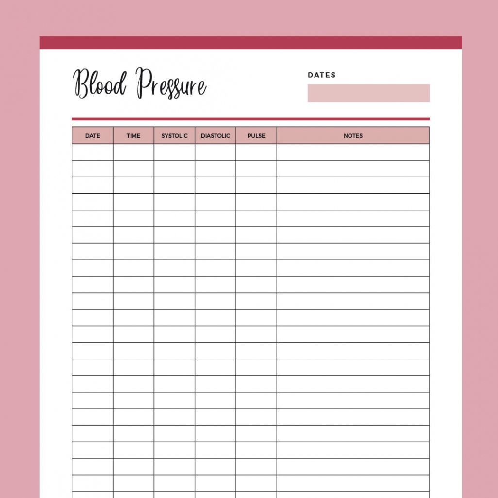 Printable Blood Pressure Chart  FREE Download  US Letter & A