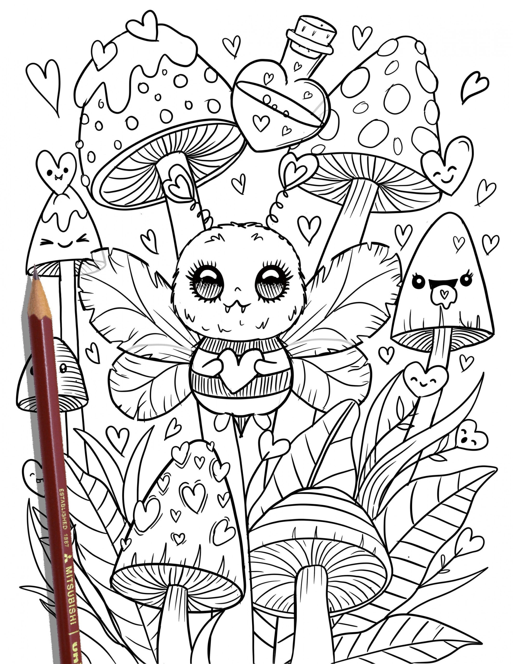 PRINTABLE Cute Kawaii Coloring Page Hand-drawn Coloring - Etsy Canada