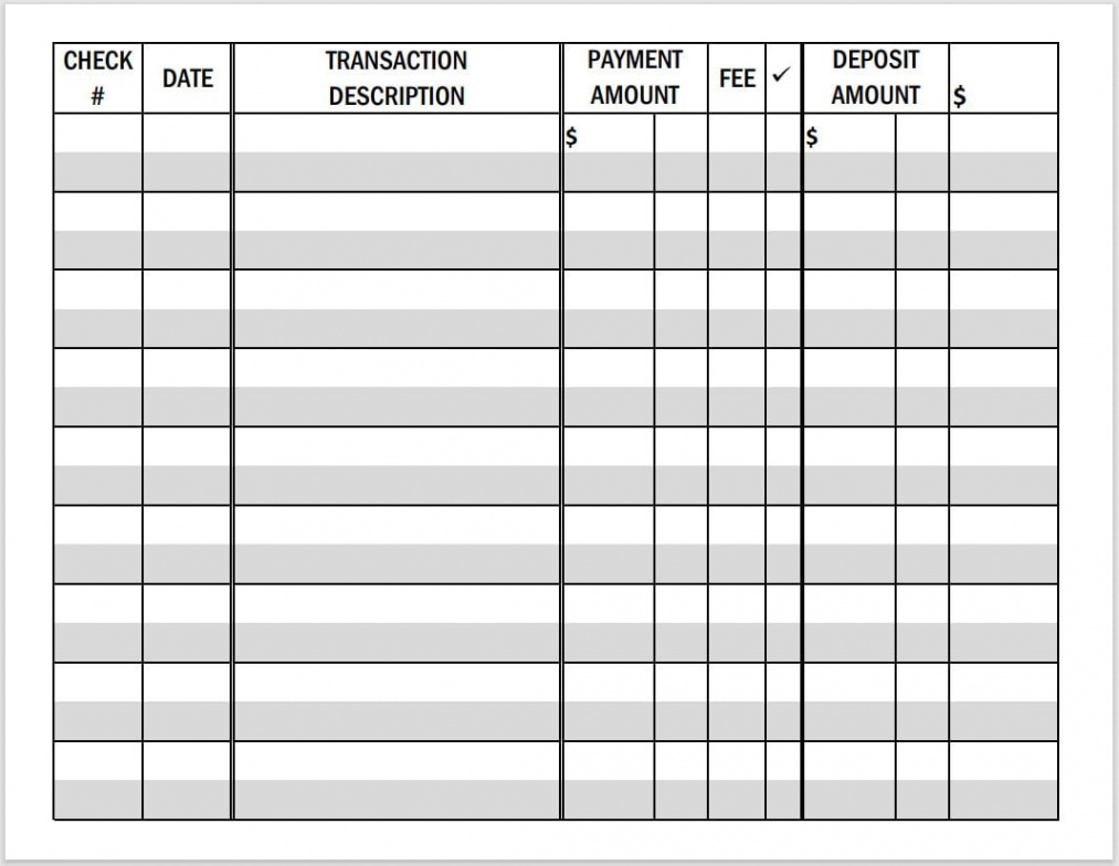 Printable LARGE PRINT Checkbook Register, PDF File, Prints Landscape on   / x  inch paper