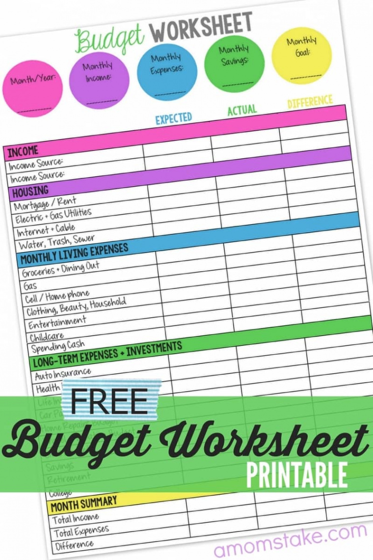 Printable Monthly Family Budget Worksheet - A Mom