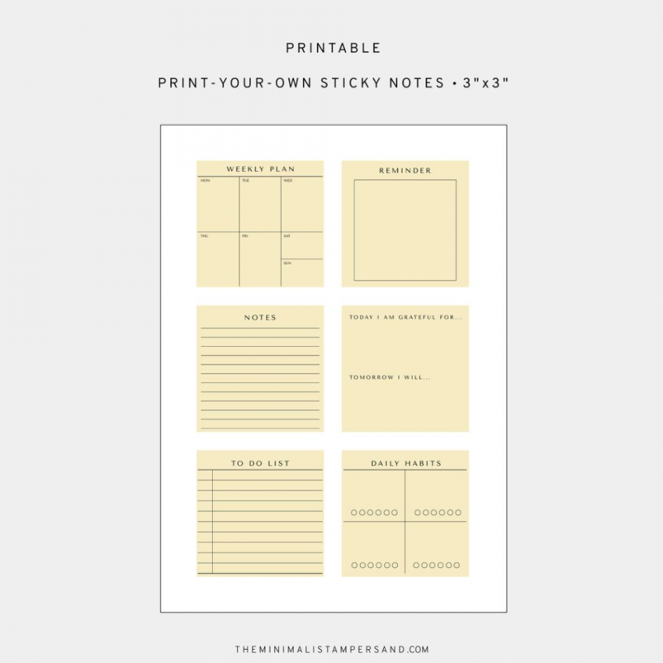 Printable Sticky Notes Printable Post-its Print Your Own - Etsy