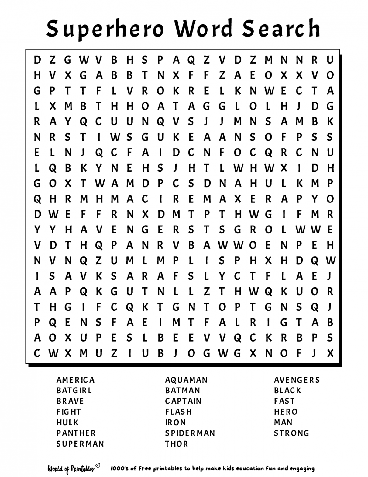 Printable Word Search  World of Printables