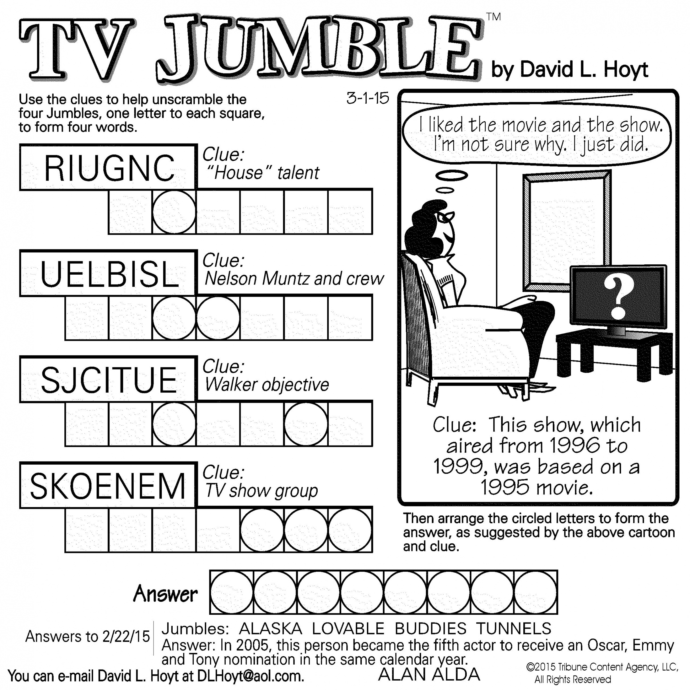 Sample of TV Jumble square  Tribune Content Agency (March , 205