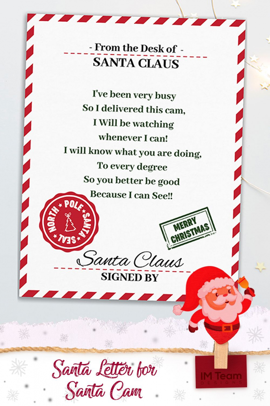 Santa Letter for Santa Cam Printable Letter From Santa - Etsy