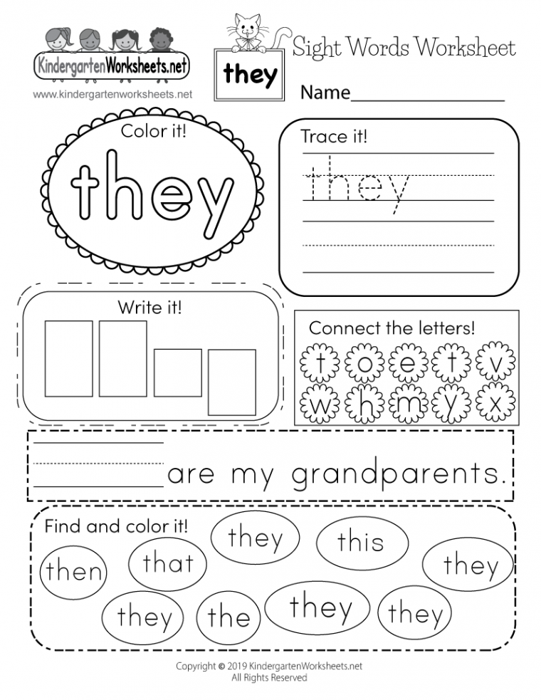 Sight Word “they” Worksheet - Free Printable, Digital, & PDF