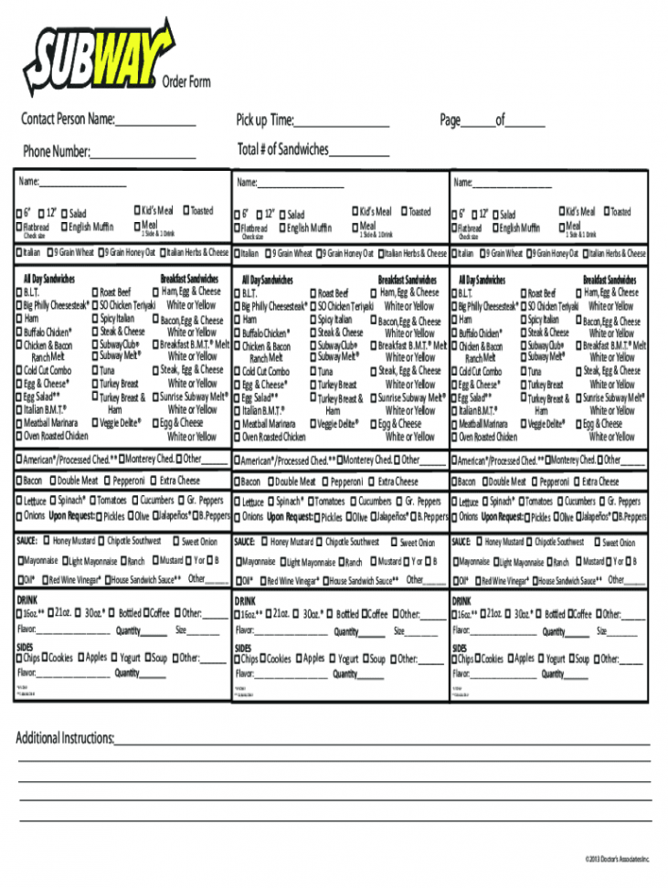 Subway Menu Pdf - Fill Online, Printable, Fillable, Blank  pdfFiller