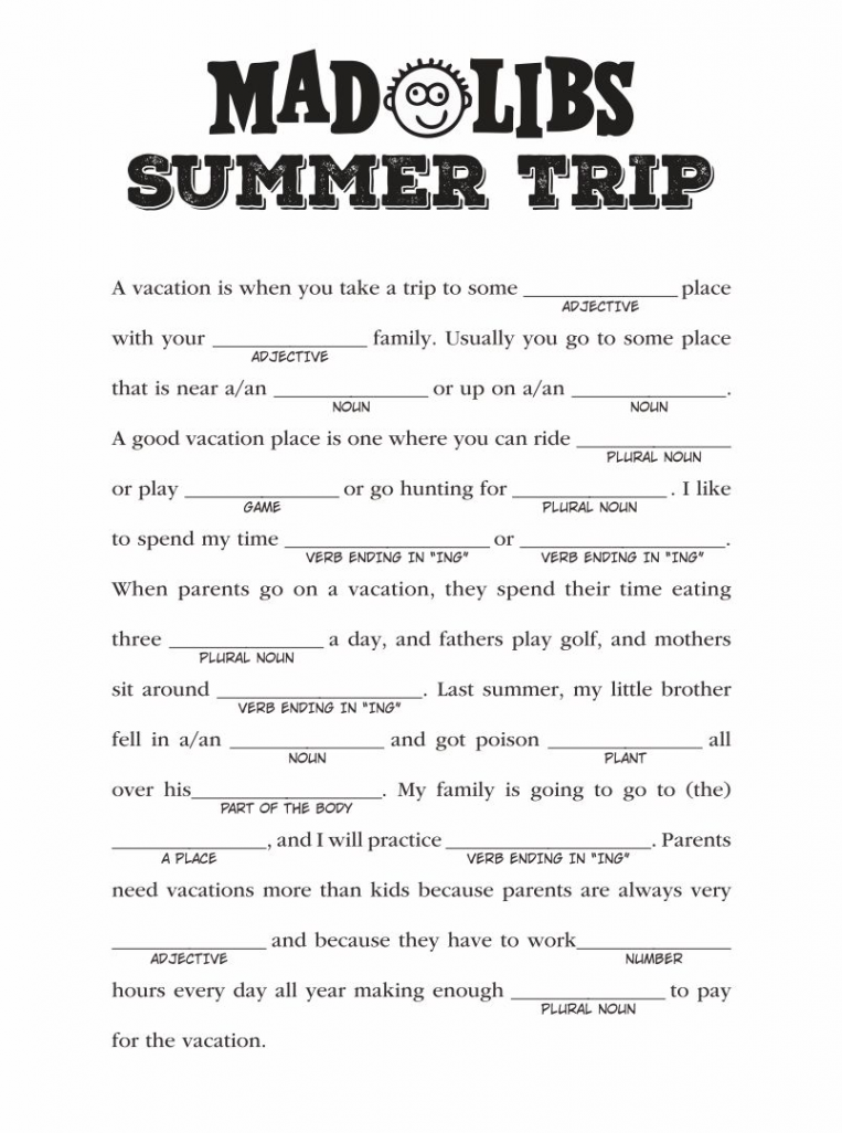 Summer Mad Libs Printable  Mad libs, Printable mad libs, Funny