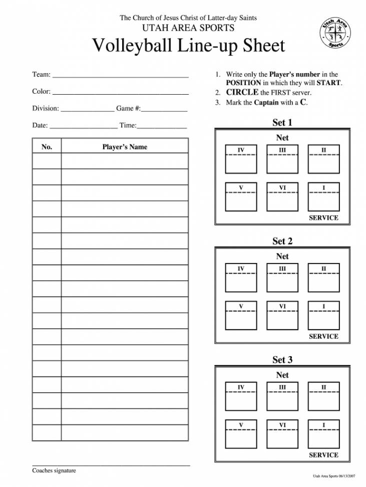 Volleyball Lineup Sheet - Fill Online, Printable, Fillable, Blank