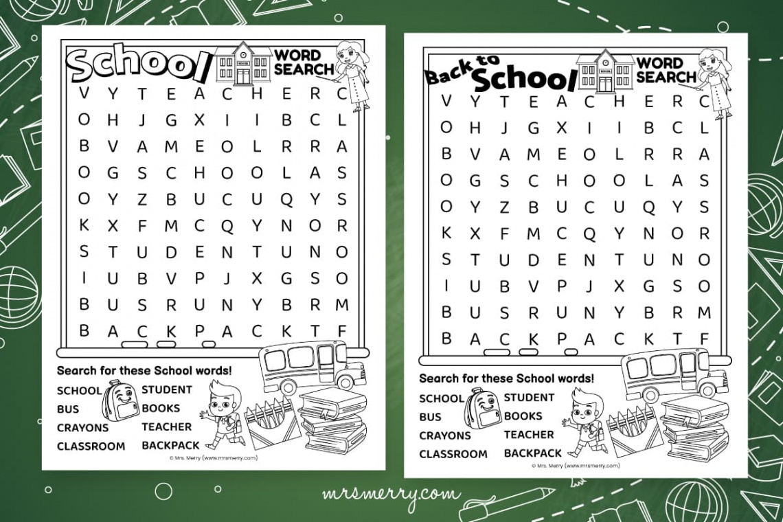 Back to School Word Search Puzzle Free Printable  Mrs