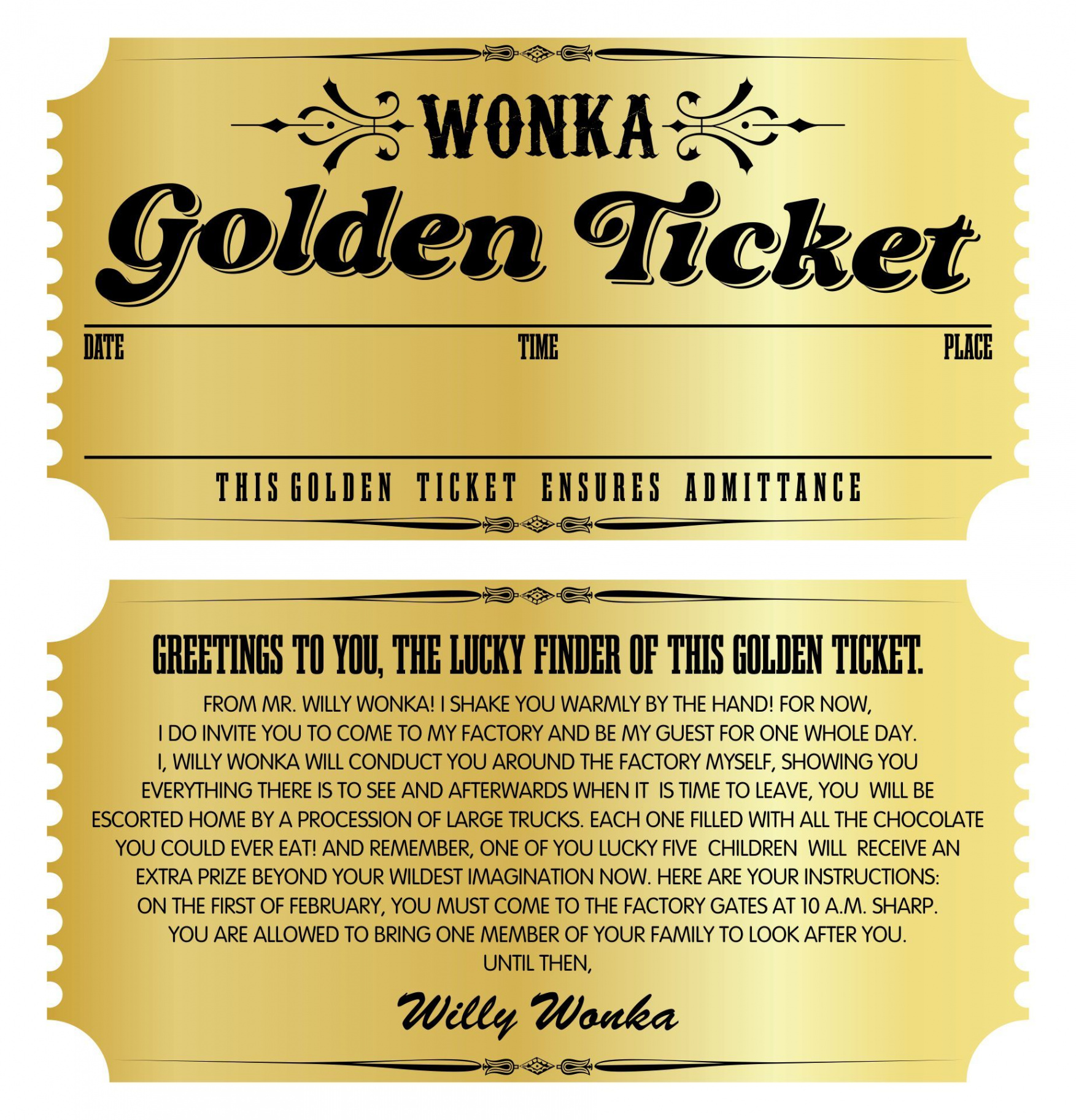 Best Editable Printable Wonka Golden Ticket PDF for Free at