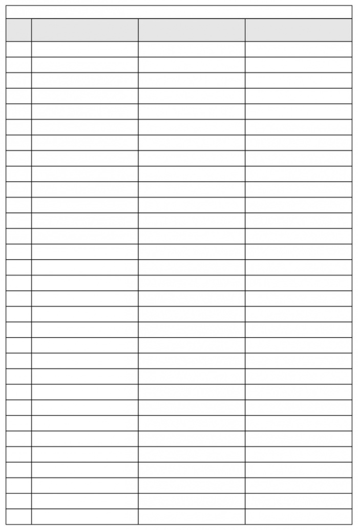 Blank  Column Spreadsheet Template  Writing paper template