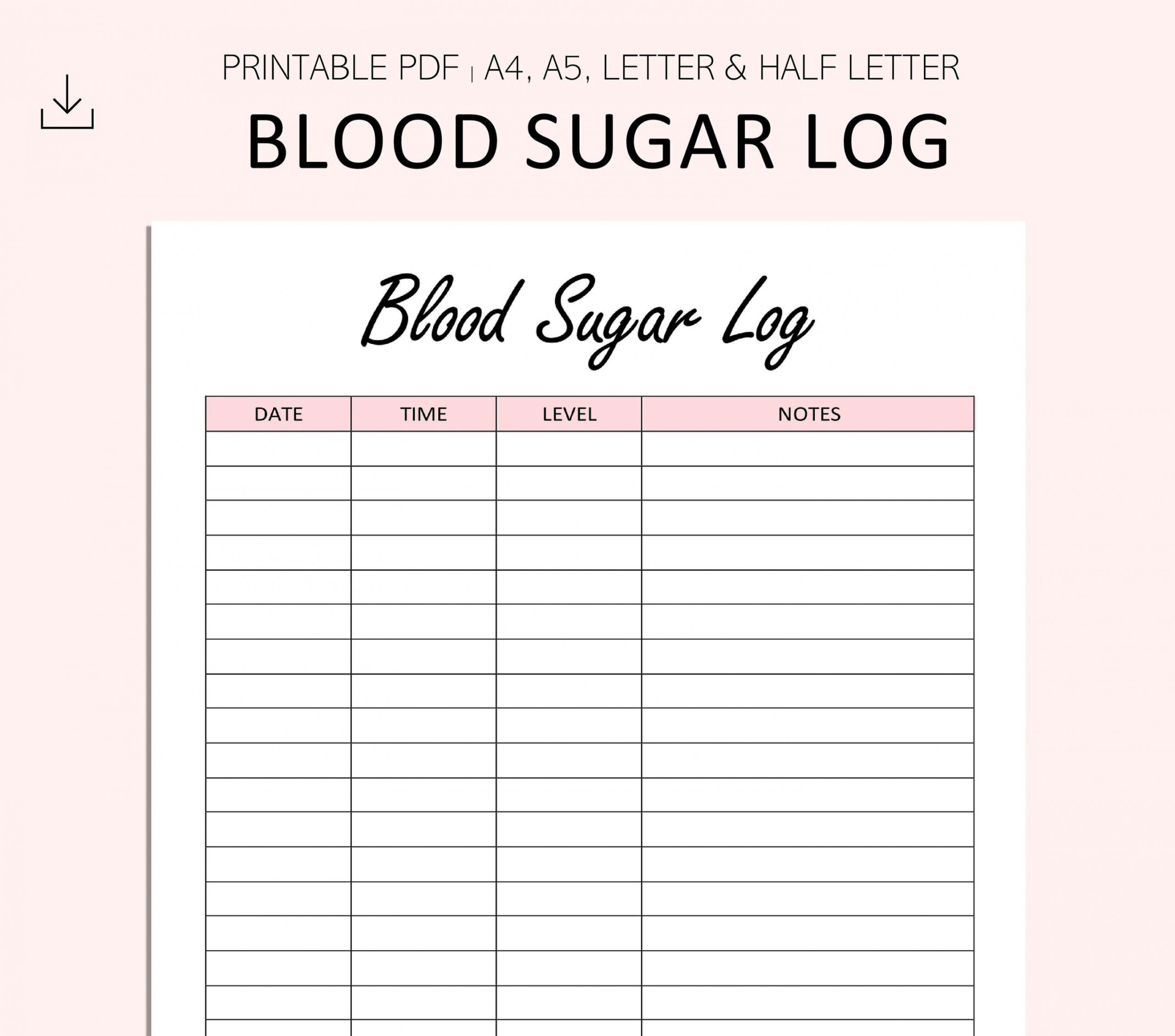 Blood Sugar Log Printable Blood Sugar Reading Tracker - Etsy